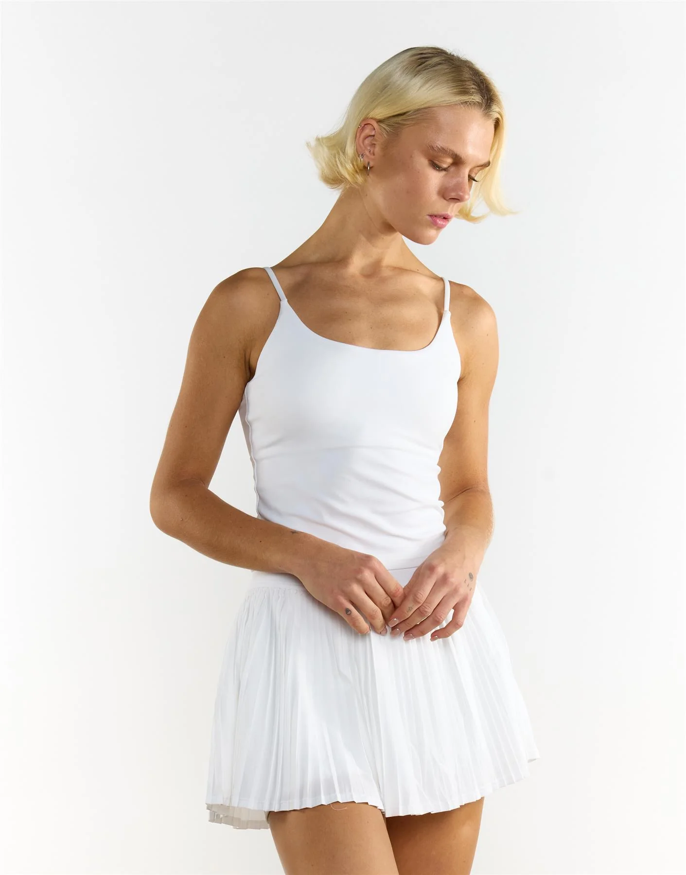 Pleated Mini Skirt - White - Image 4