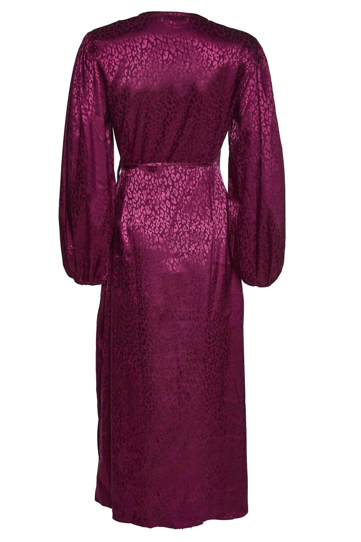 Plum Leopard-Jacquard Tie-Waist Maxi-Dress - Image 2