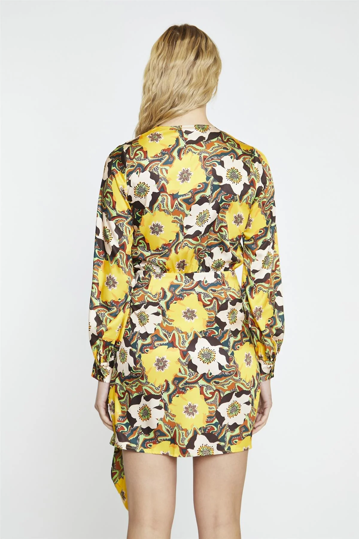 Psychedelic Multi-Floral Wrap Mini-Dress - Image 2
