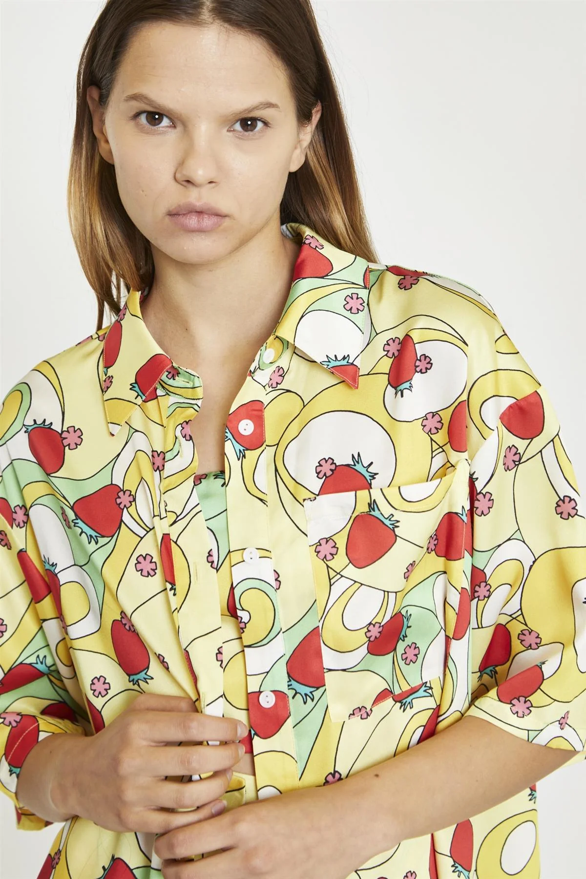 Psychedelic Strawberry Short-Sleeve Oversized-Shirt - Image 3