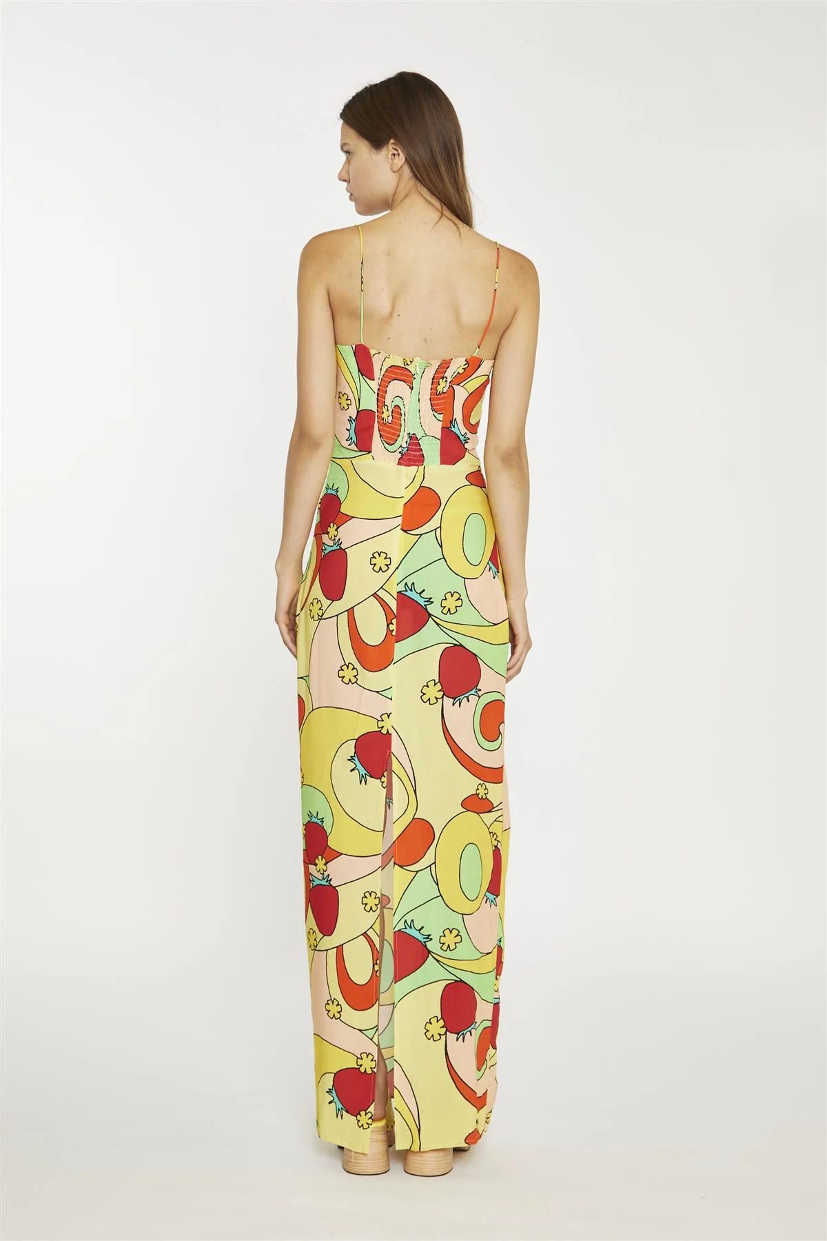 Psychedelic-Strawberry Slim-Spaghetti-Strap Maxi-dress - Image 2