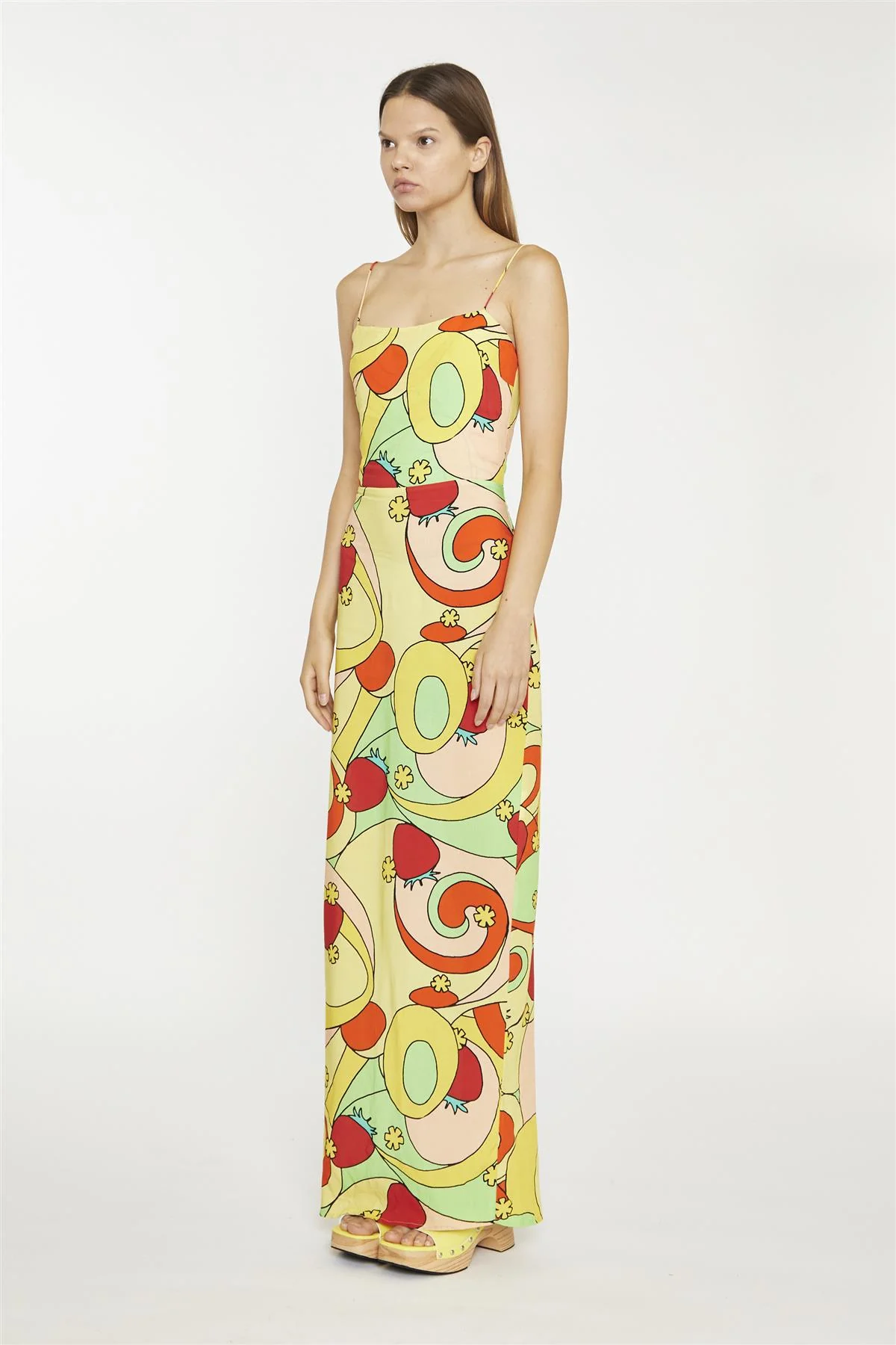 Psychedelic-Strawberry Slim-Spaghetti-Strap Maxi-dress - Image 3