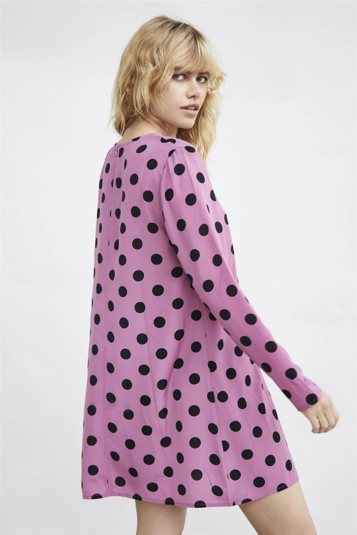 Purple Black Spot Long-Sleeve Mini-dress - Image 2