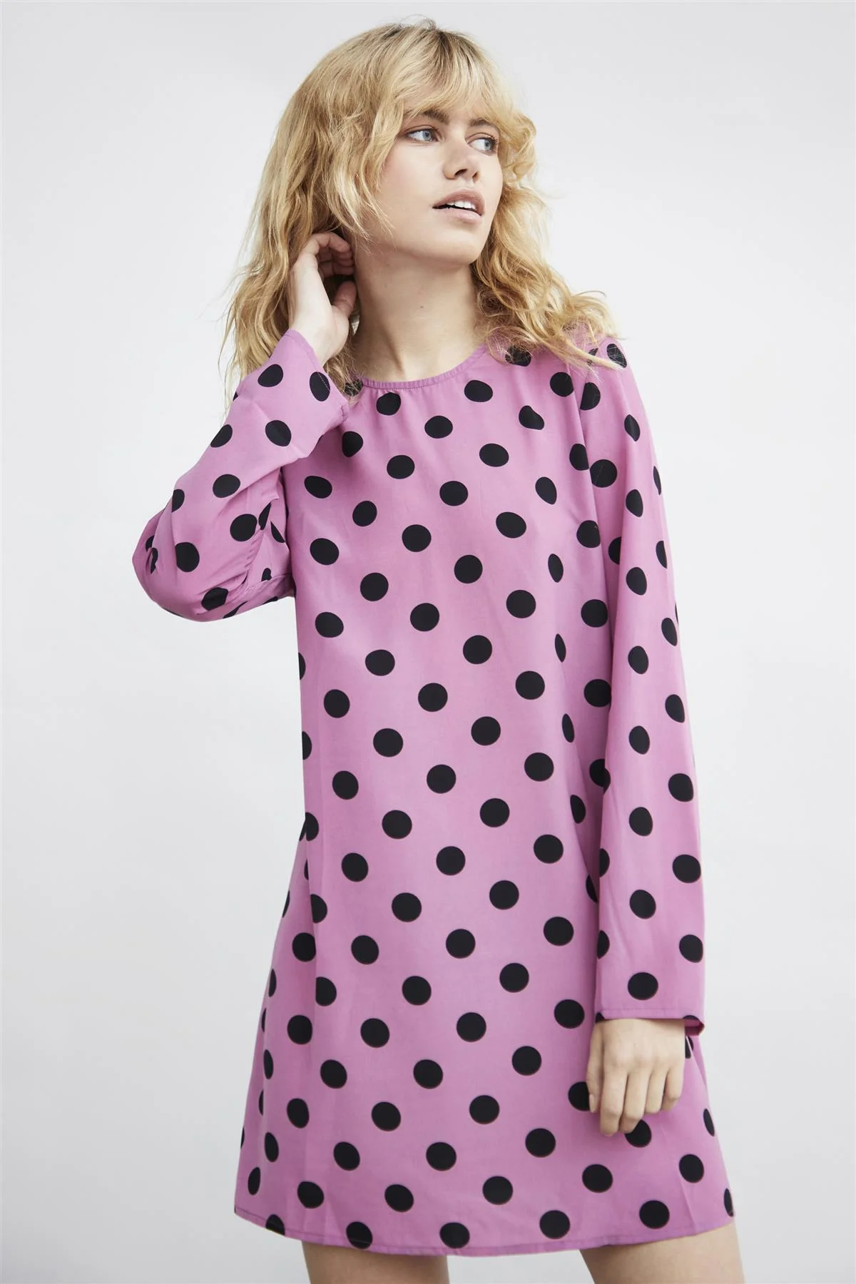 Purple Black Spot Long-Sleeve Mini-dress - Image 3