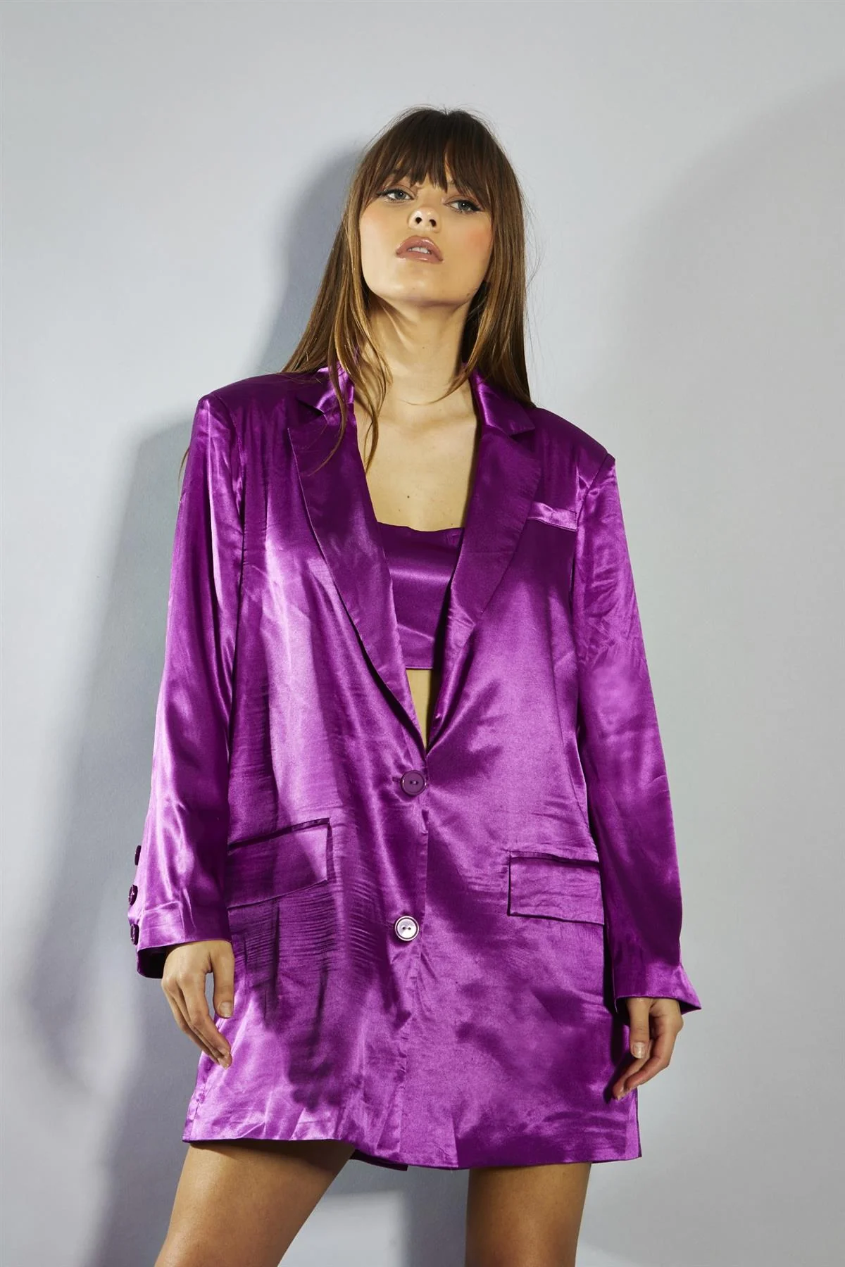 Purple Classic Oversized-Blazer