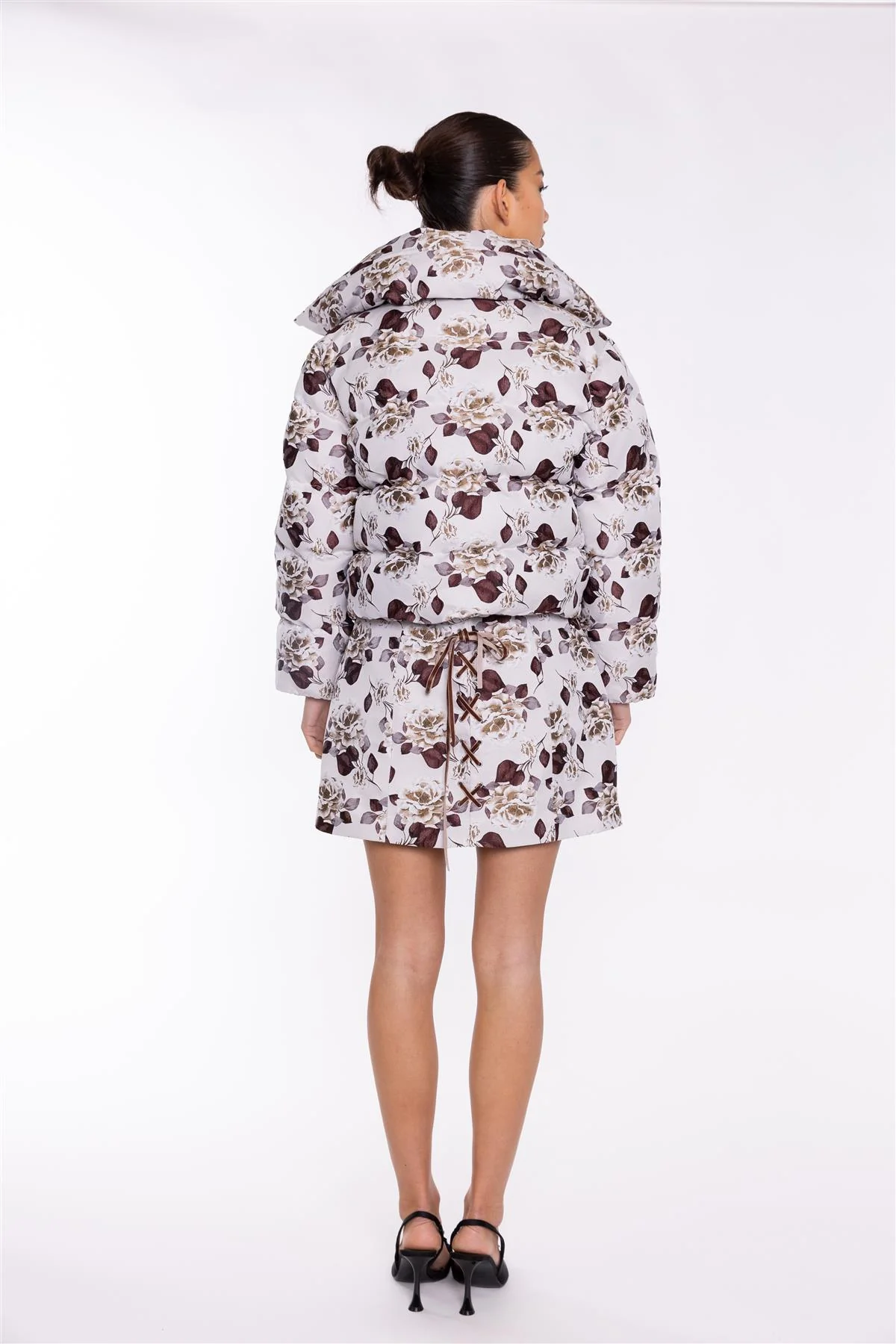 Quilted Puffer Jacket - Greige Brown Rose - Image 2