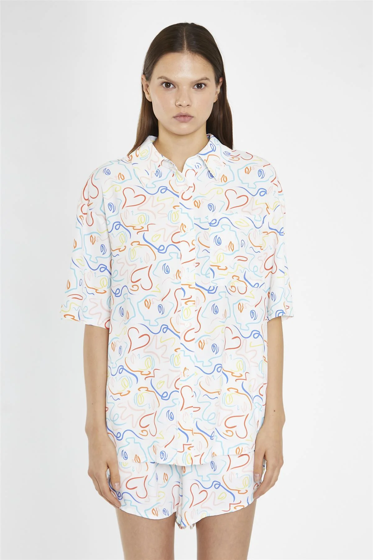 Rainbow-Face Print Oversized-Shirt - Image 3
