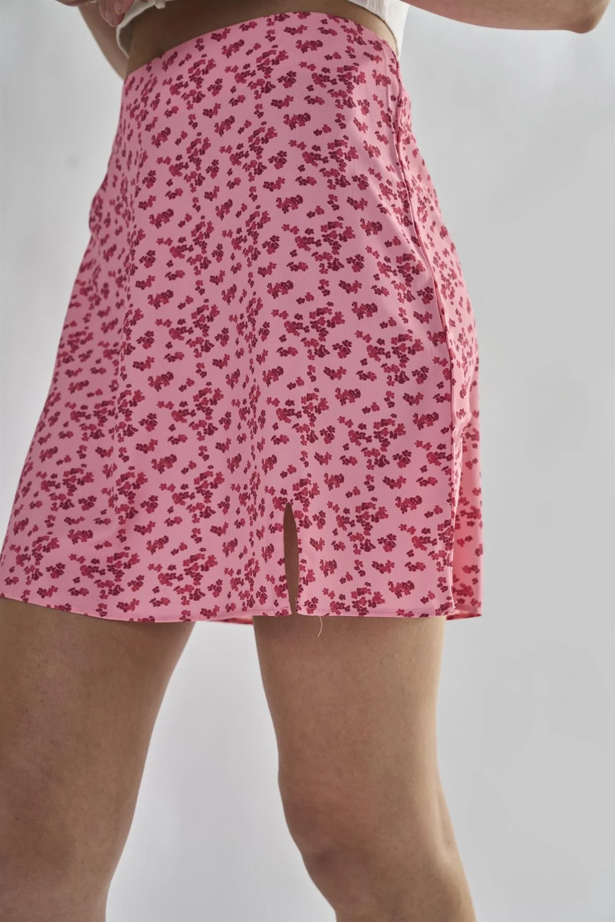 Raspberry-Ditsy A-Line Mini-Skirts - Image 4