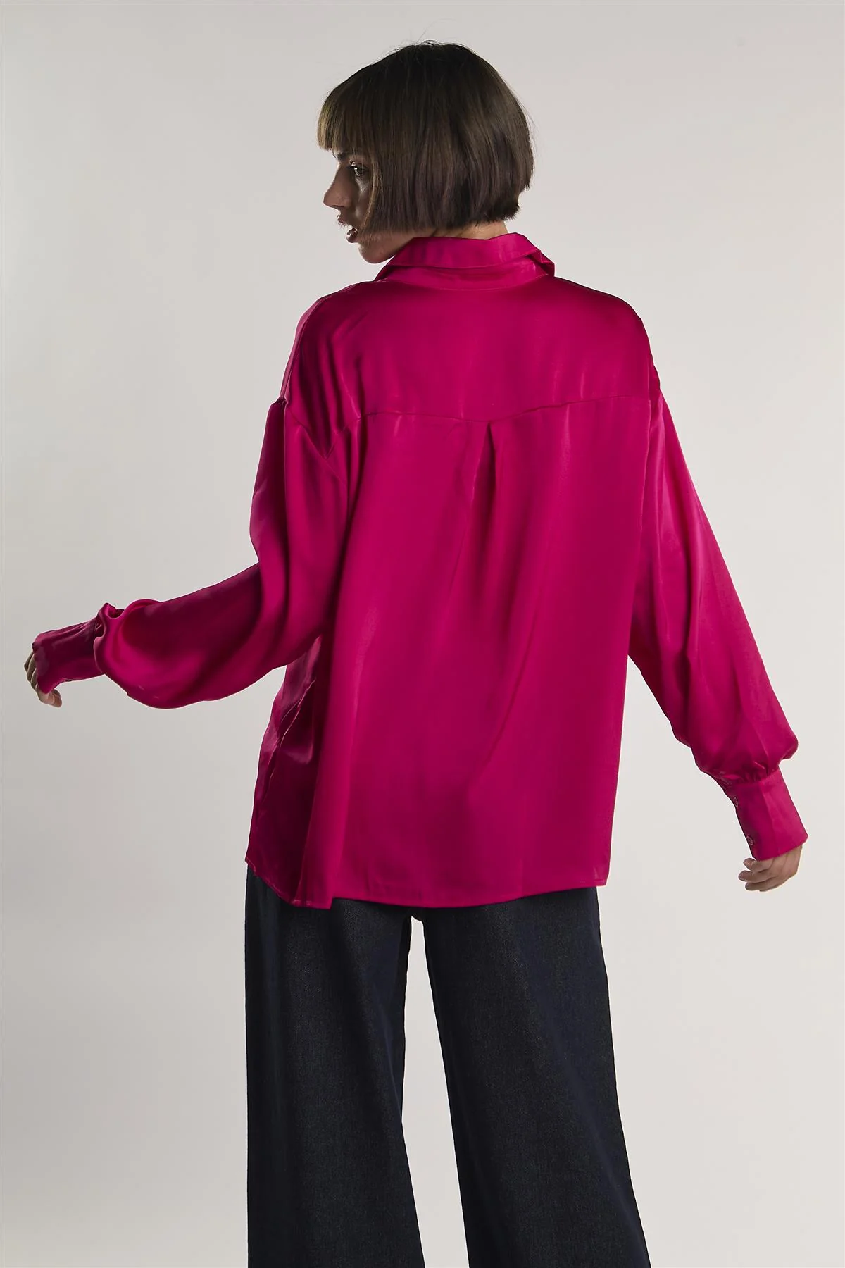 Raspberry-Sateen Long-Sleeve Shirt - Image 2