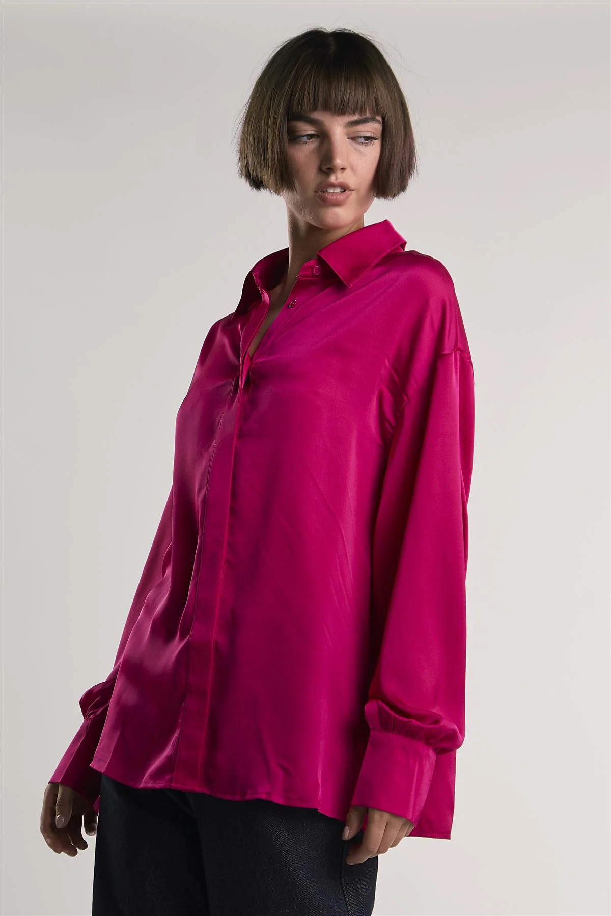 Raspberry-Sateen Long-Sleeve Shirt - Image 3