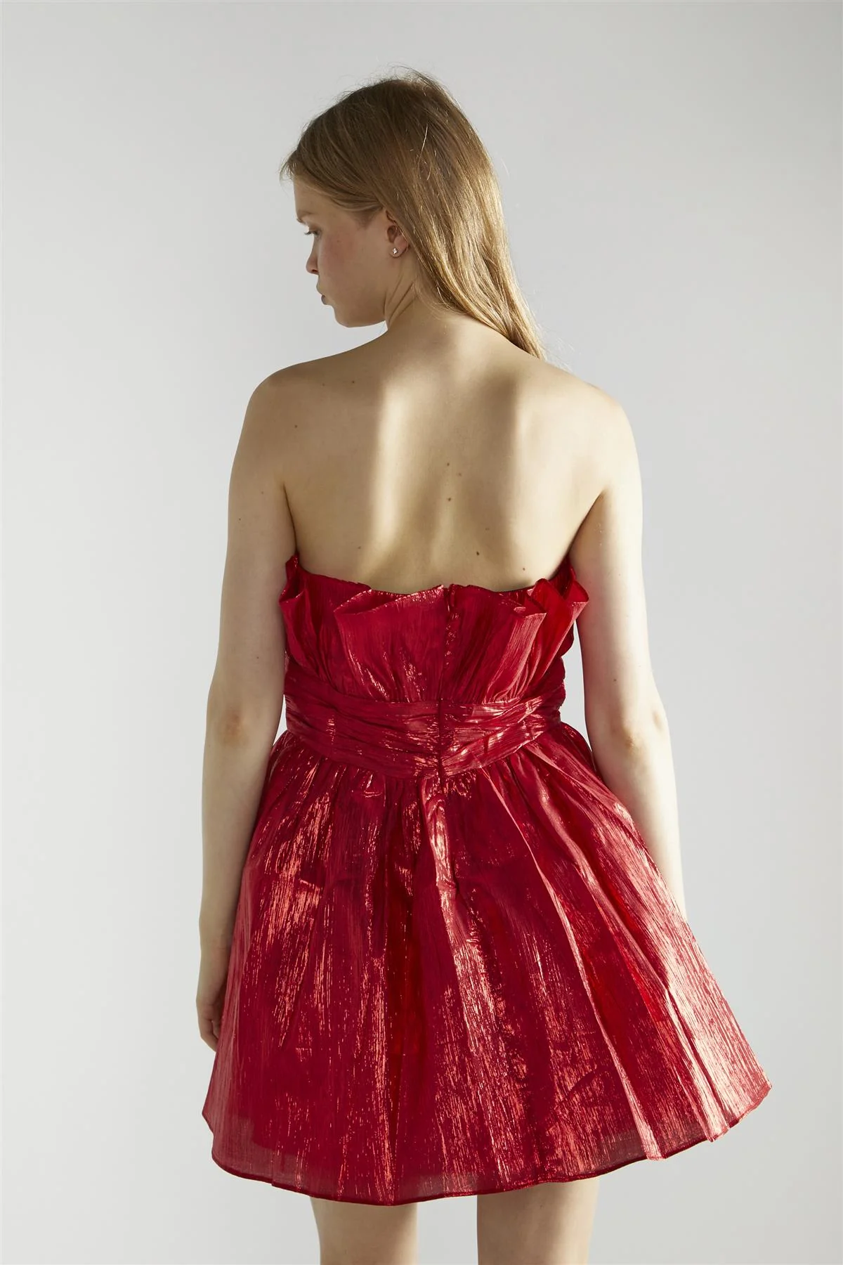 Red Callie Gathered-Bandeau Mini-Dress - Image 2