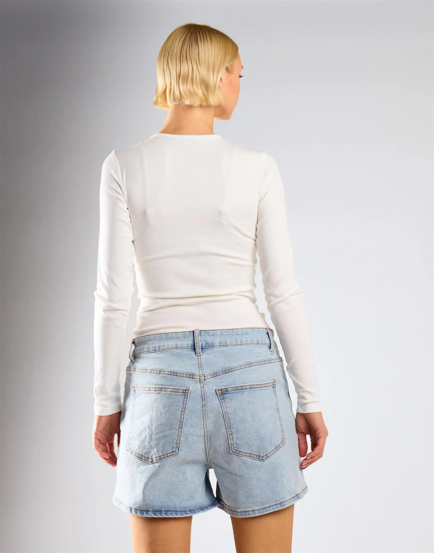 Regular Fit Denim Shorts - Mid Blue - Image 2