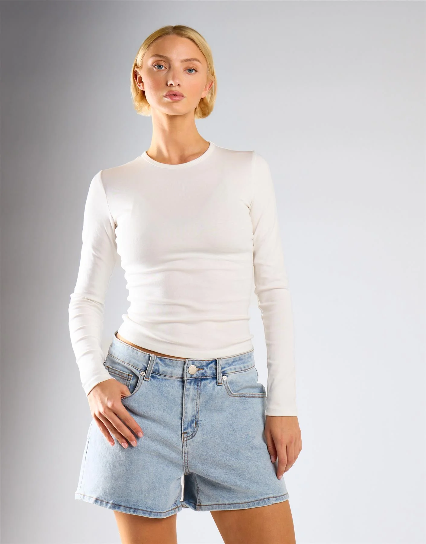 Regular Fit Denim Shorts - Mid Blue - Image 4