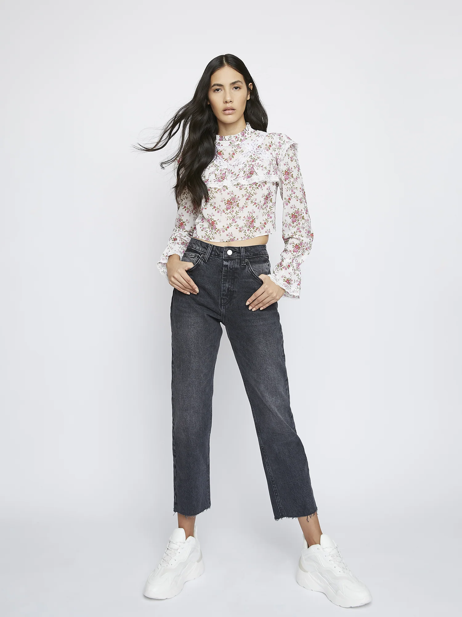 Glamorous Romantic Floral Chiffon Top - Image 2