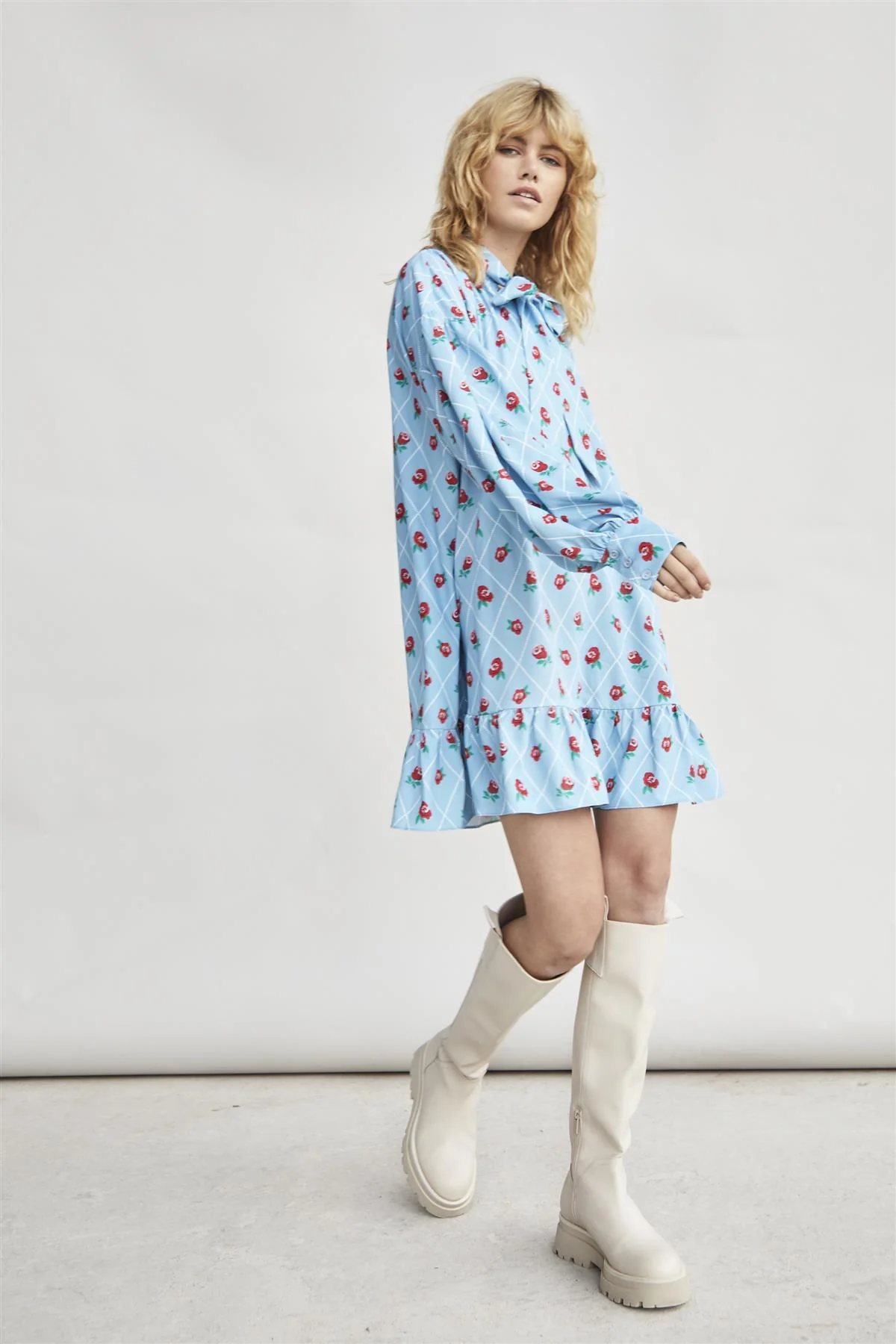 Rose Trellis Bow Front Mini Dress - Image 3
