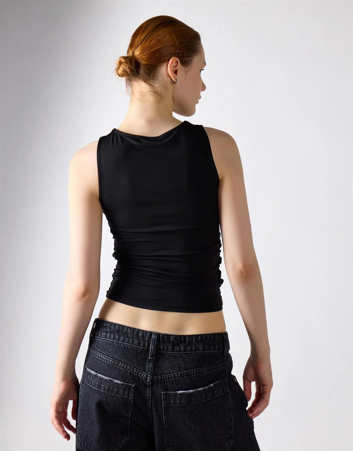 Black Ruched Vest Top - Image 2