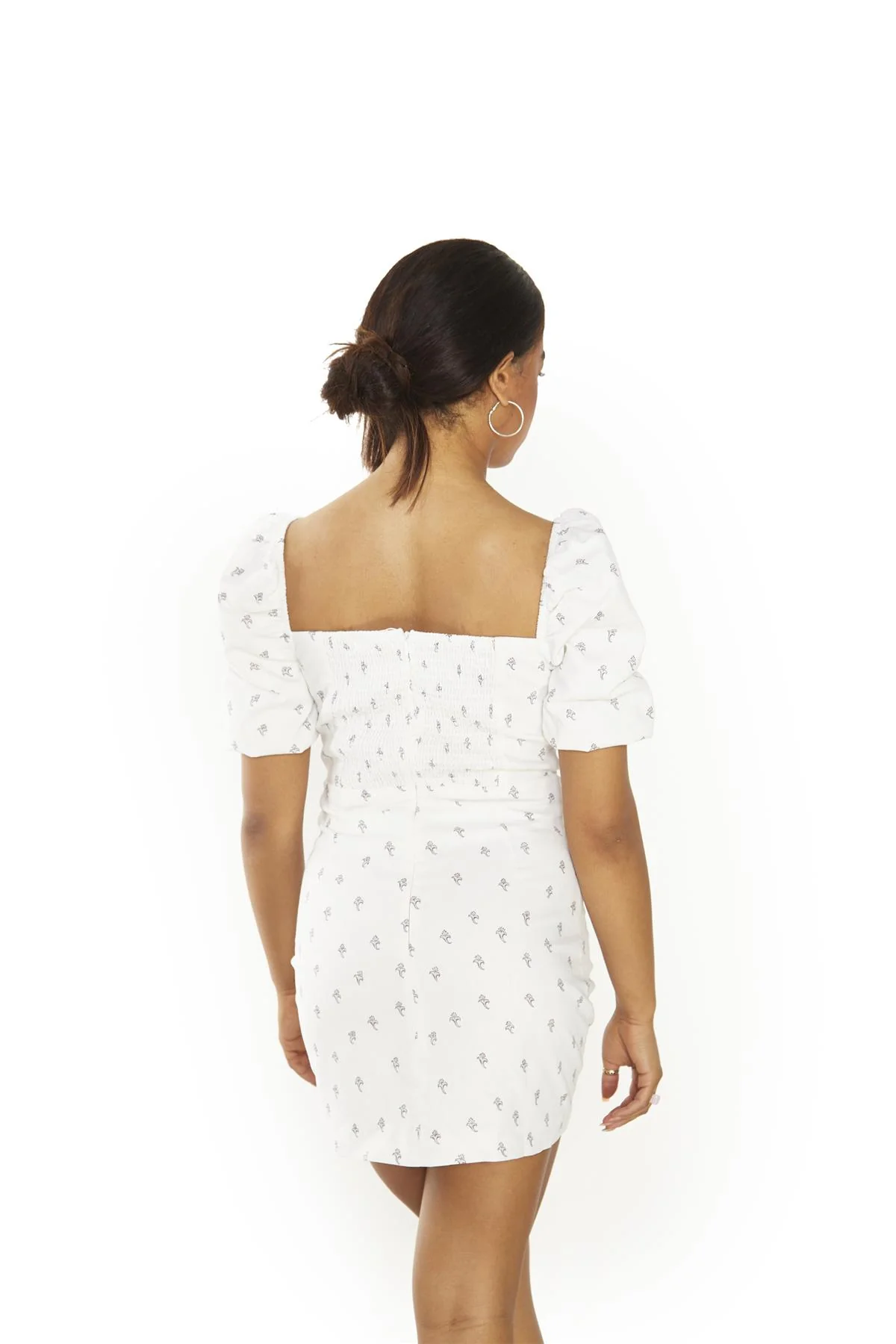 Rustic-Ditsy-Floral Square-Neck-Mini-Dresses - Image 2