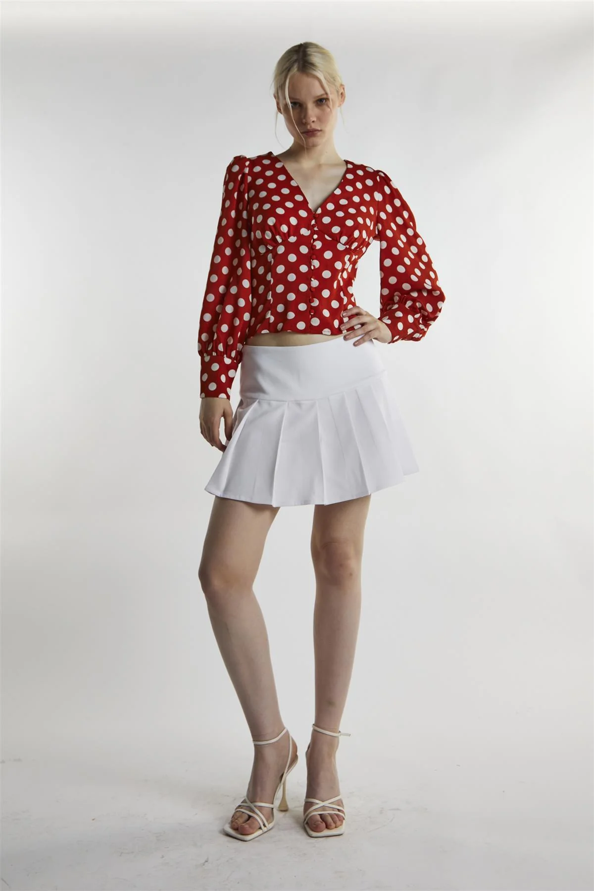 Rusty White Polka Long Sleeve-Top