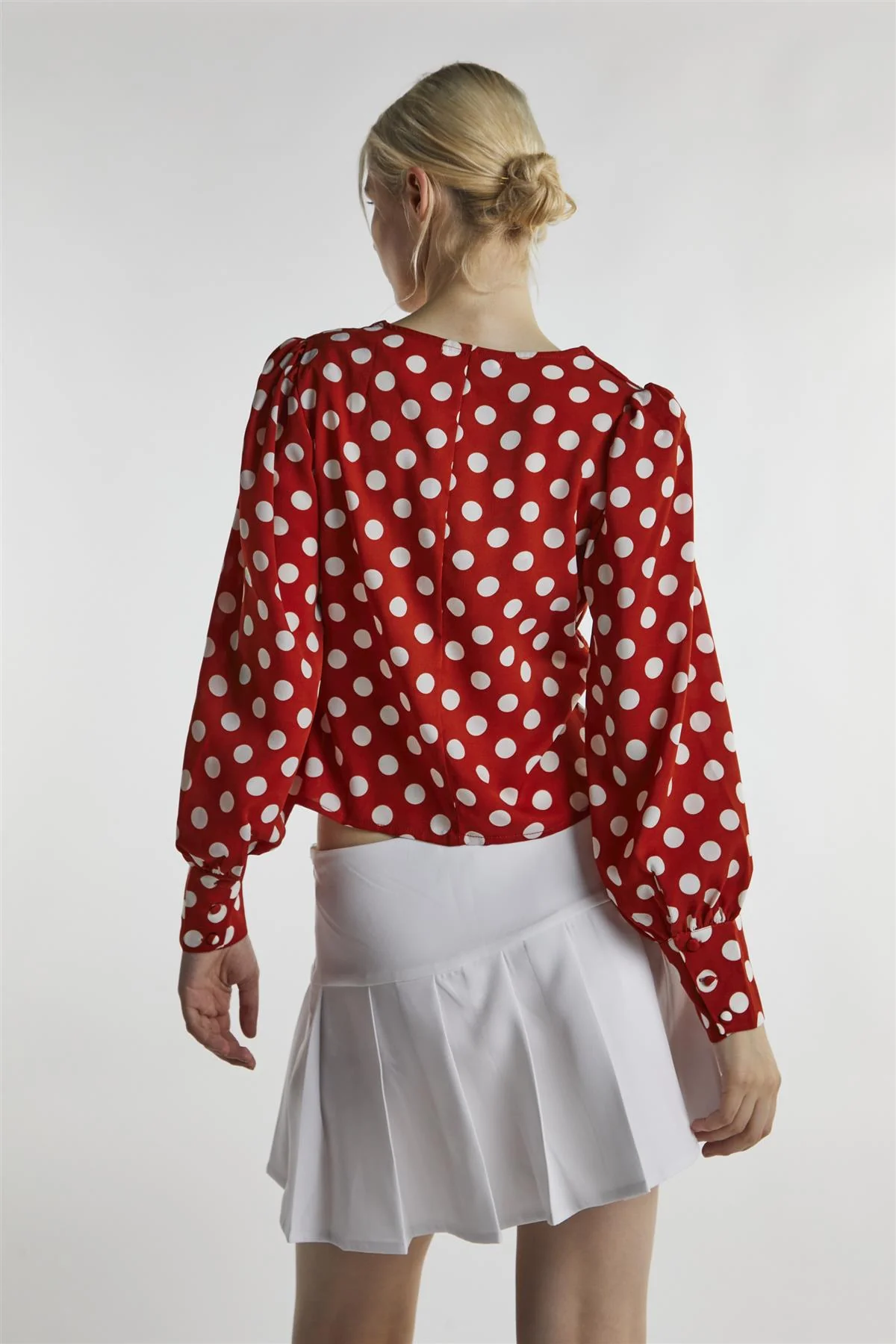Rusty White Polka Long Sleeve-Top - Image 2