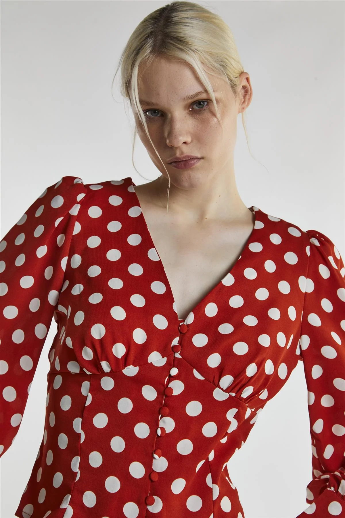 Rusty White Polka Long Sleeve-Top - Image 4