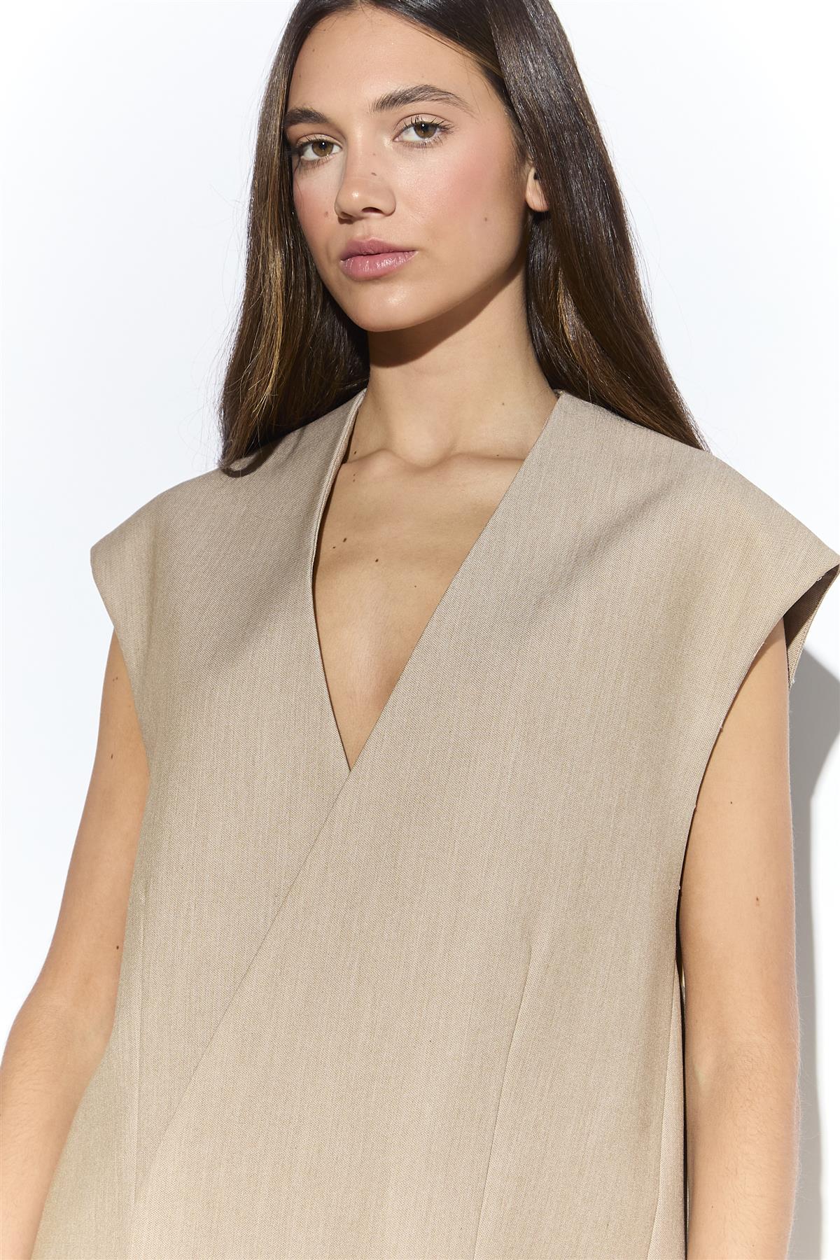 Sand Sleeveless Blazer - Image 3