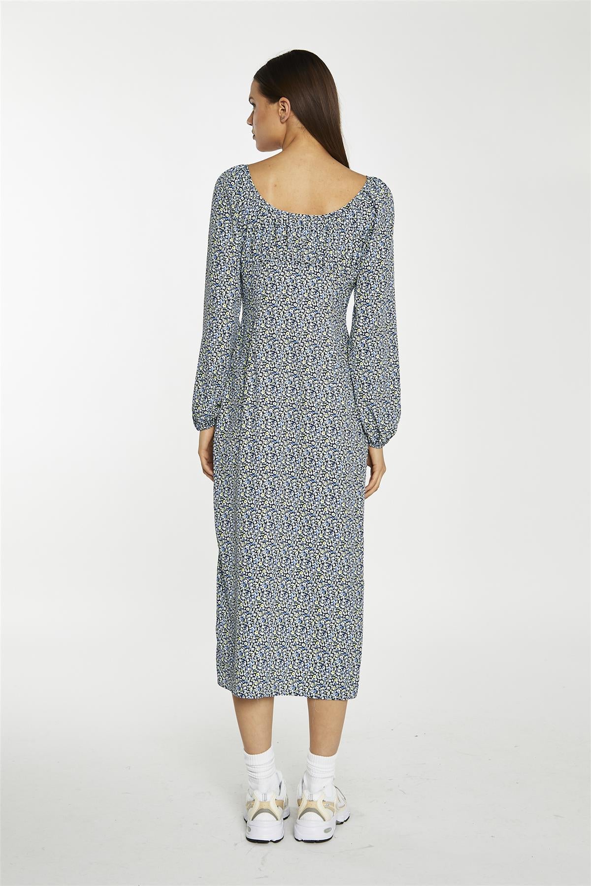 Scoop Neck Midaxi Dress - Blue Lime Ditsy - Image 2