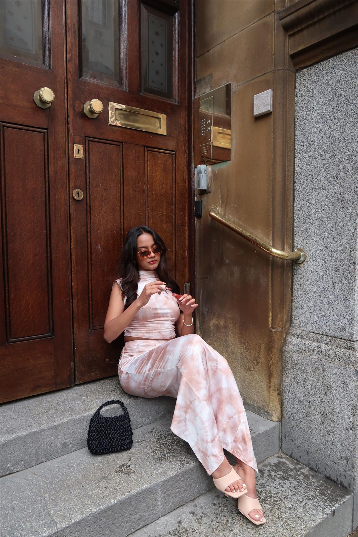 Sepia Tie Dye Bodycon Midi-Skirt - Image 4