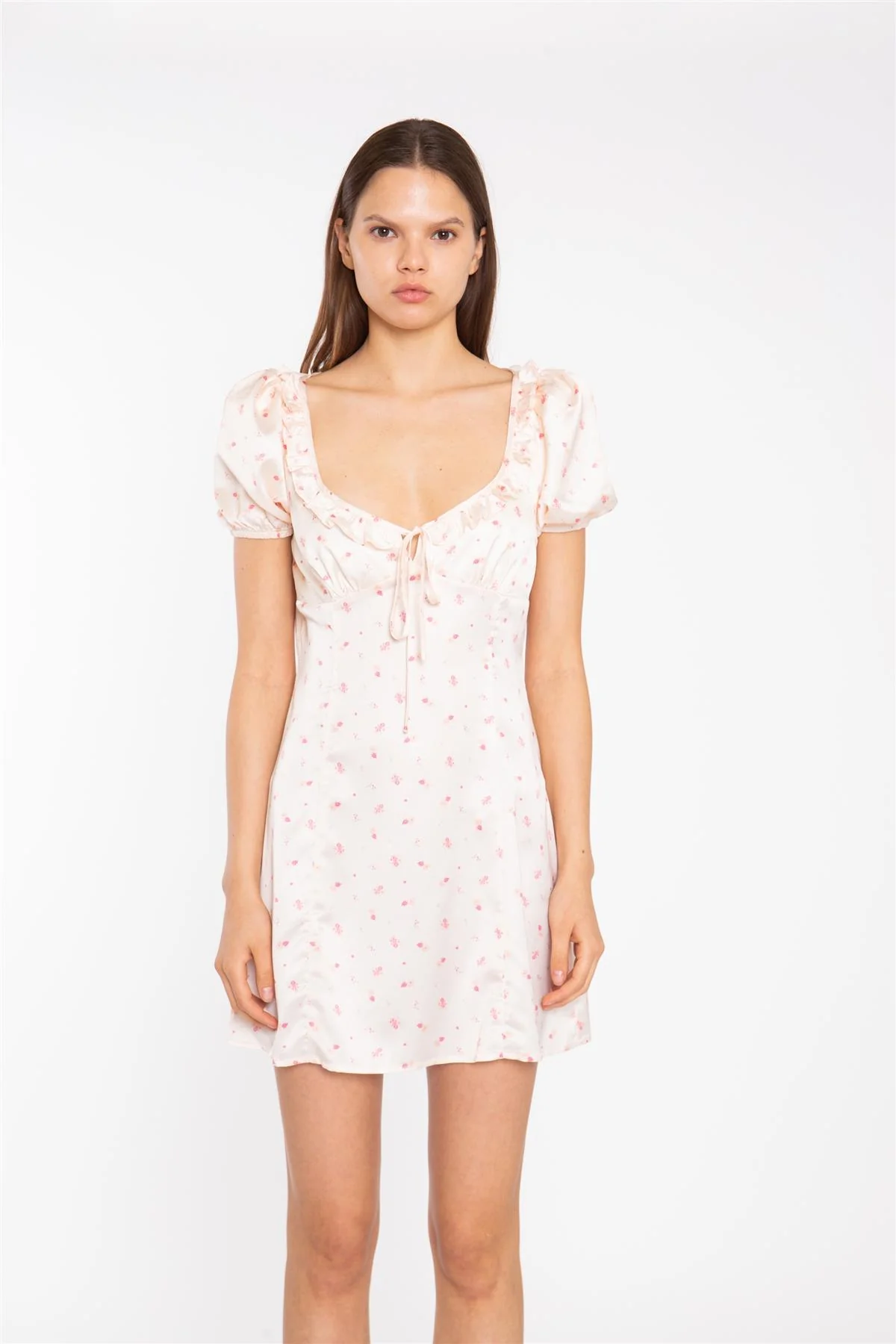 Shift Short Dress - Peach Pink Daisy