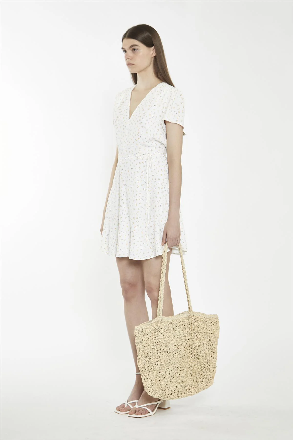 Shift Short Dress - White Amber Ditsy - Image 3