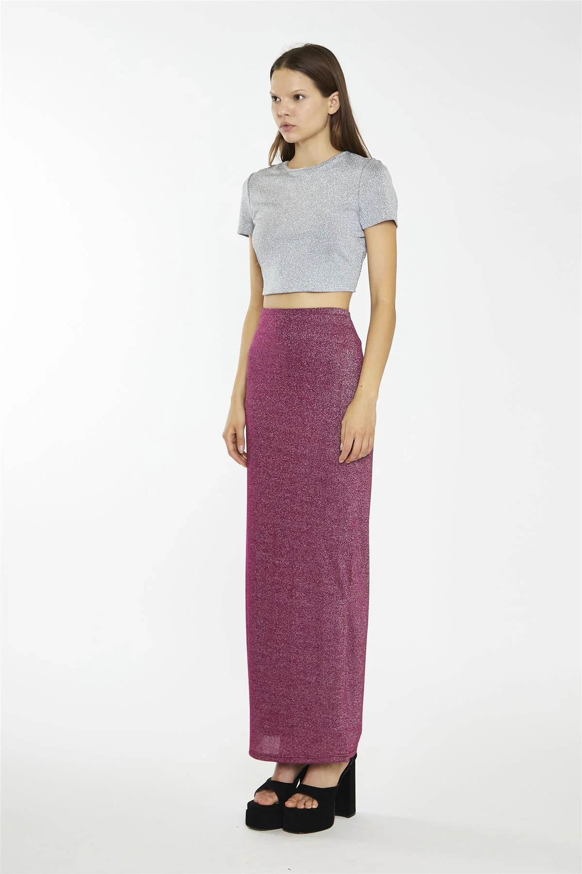 Silver-Glitter Open-Back Crop-top - Image 4