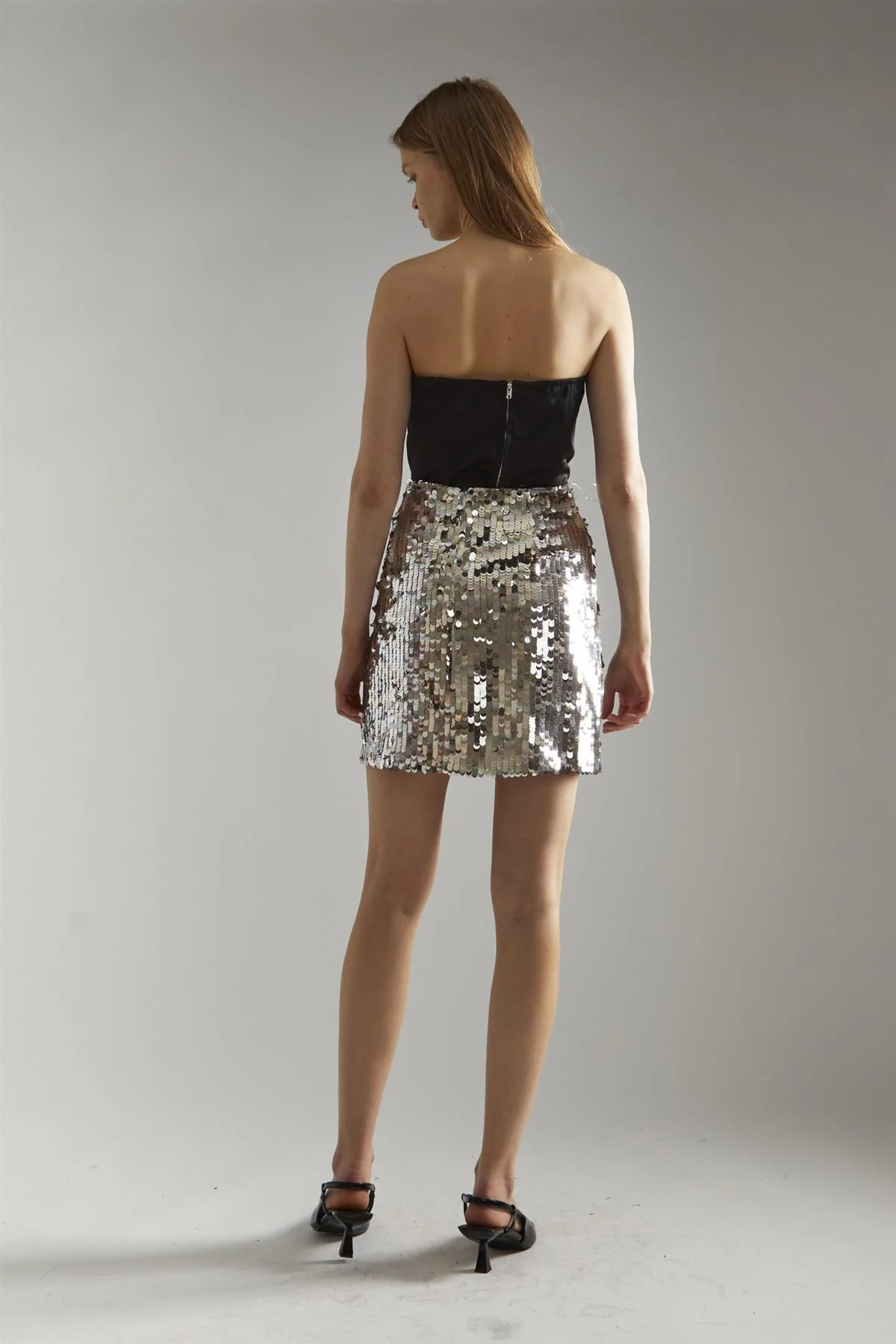 Silver Iridescent-Sequin Mini-Skirt - Image 2