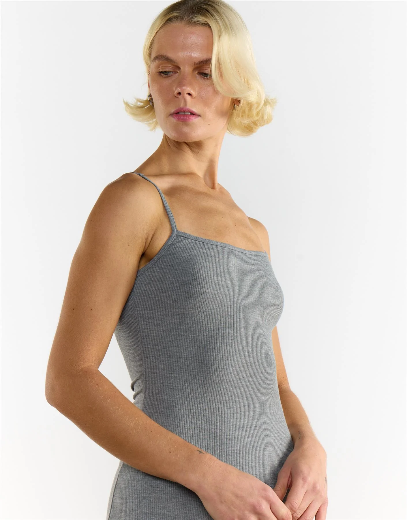 Sleeveless Maxi Dress - Dark Grey Marl - Image 3
