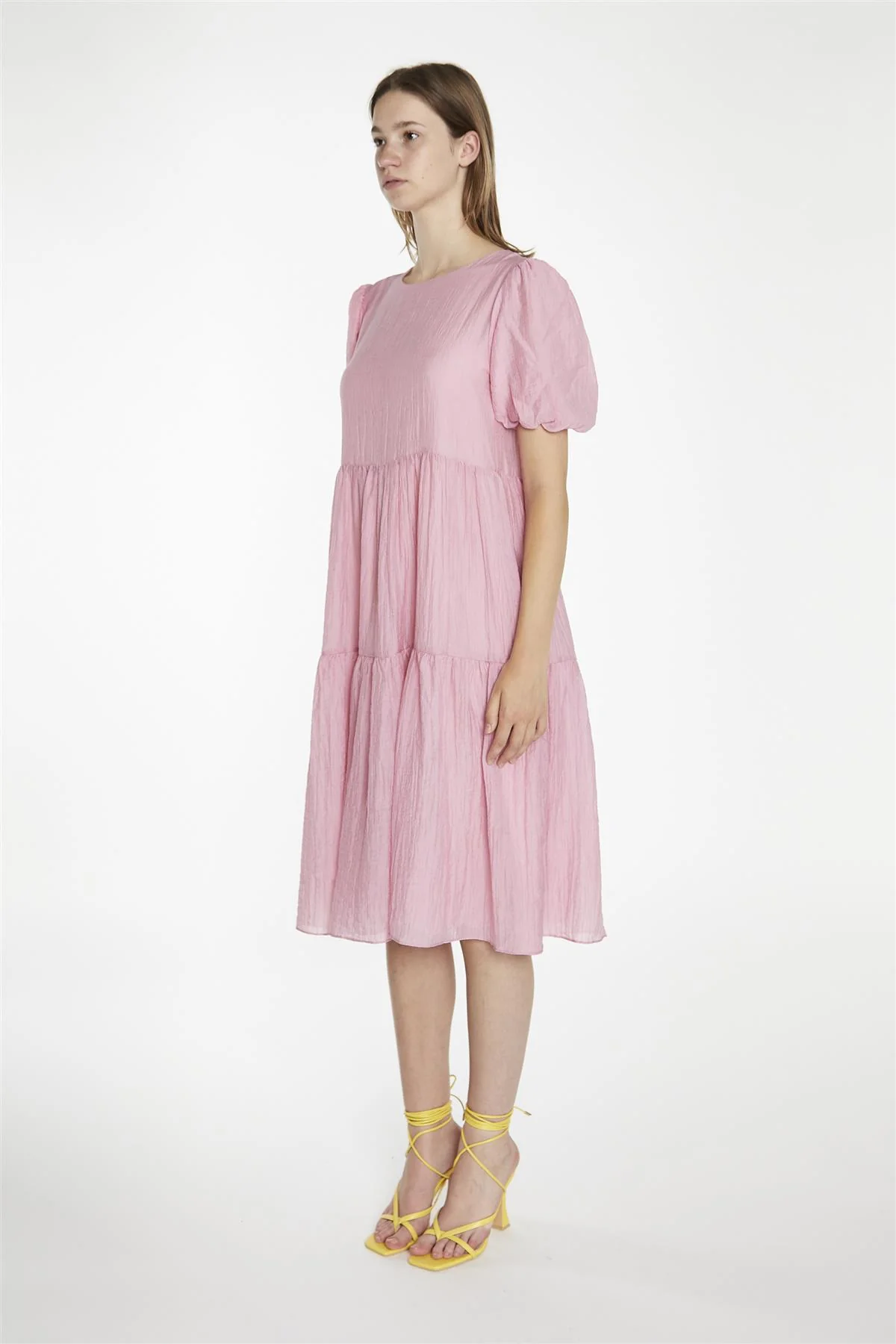 Soft-Pink Tiered Midi-Dress - Image 4