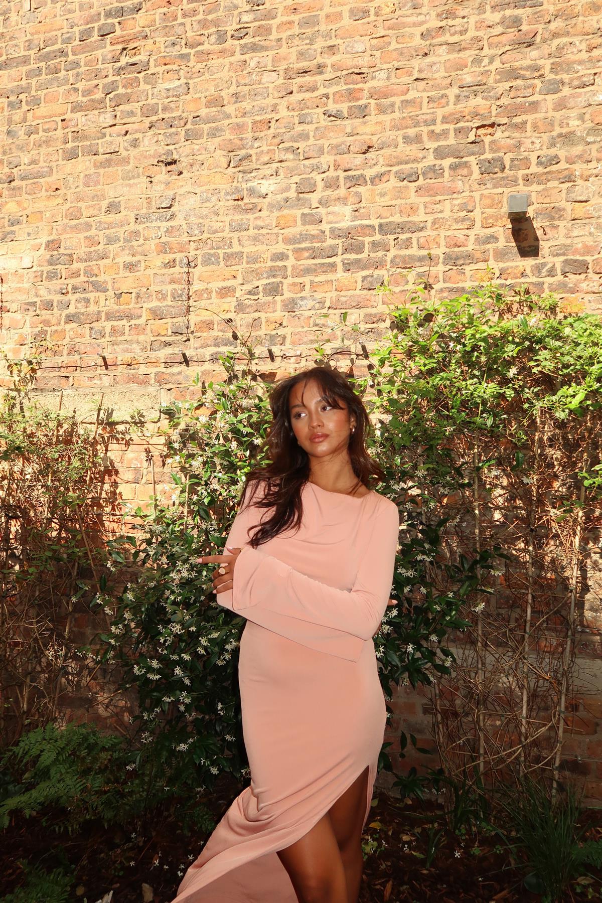 Soft-Terracotta High-Waisted-Split-Leg Maxi-Skirt - Image 3