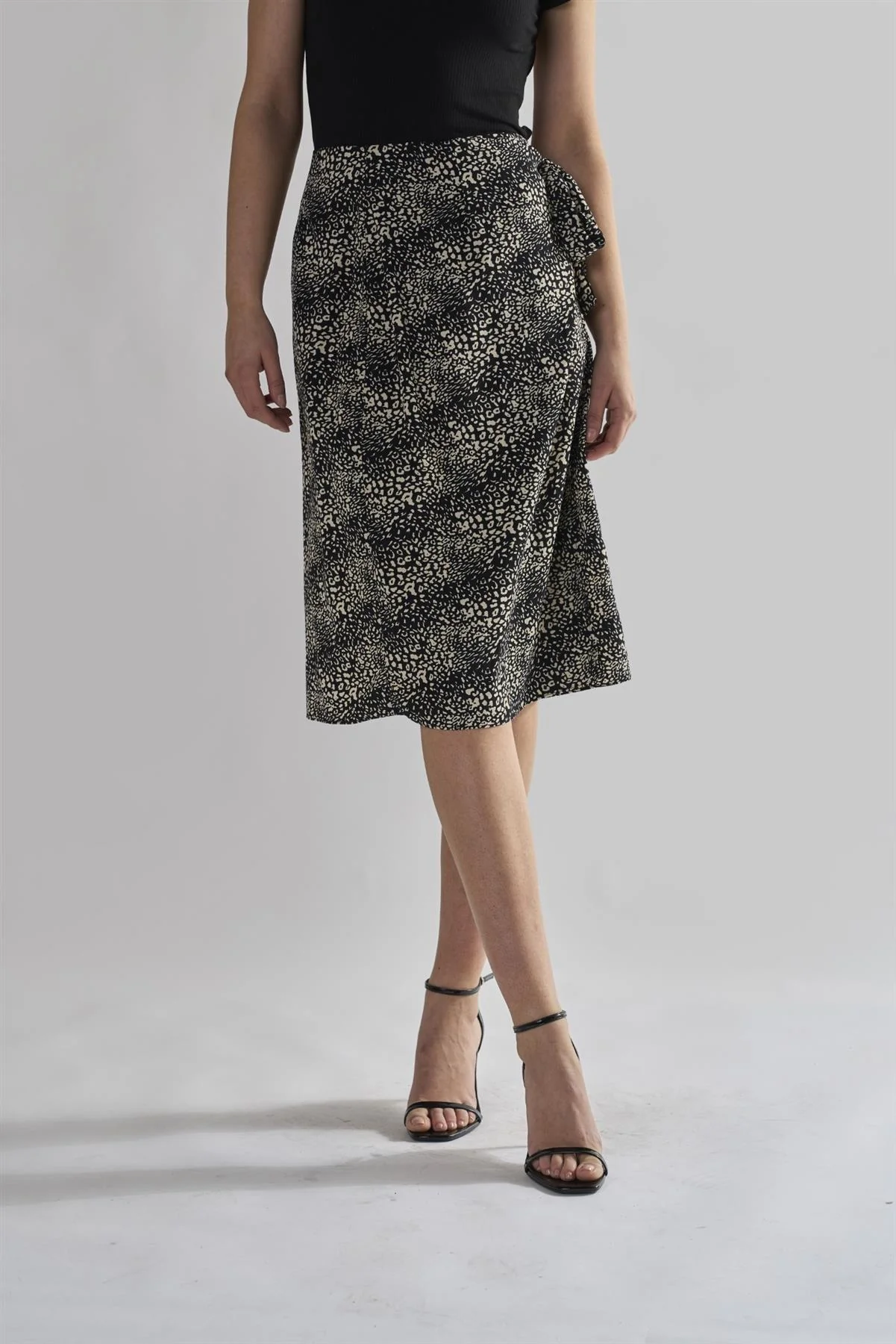 Squiggle Mix Leopard Wrap Midi Skirts - Image 4