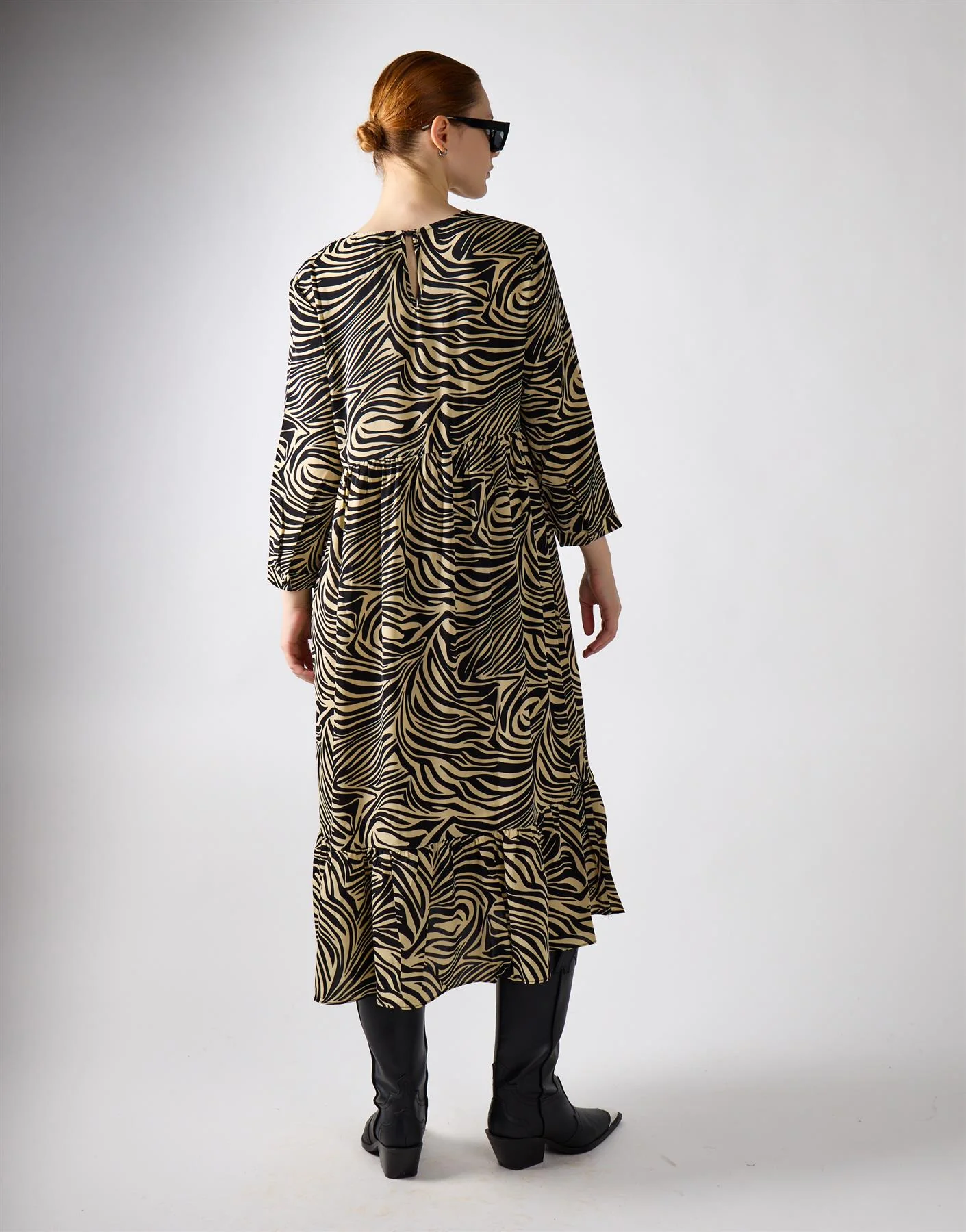 Stone Black Zebra 3/4 Sleeve Midi Dress - Image 2