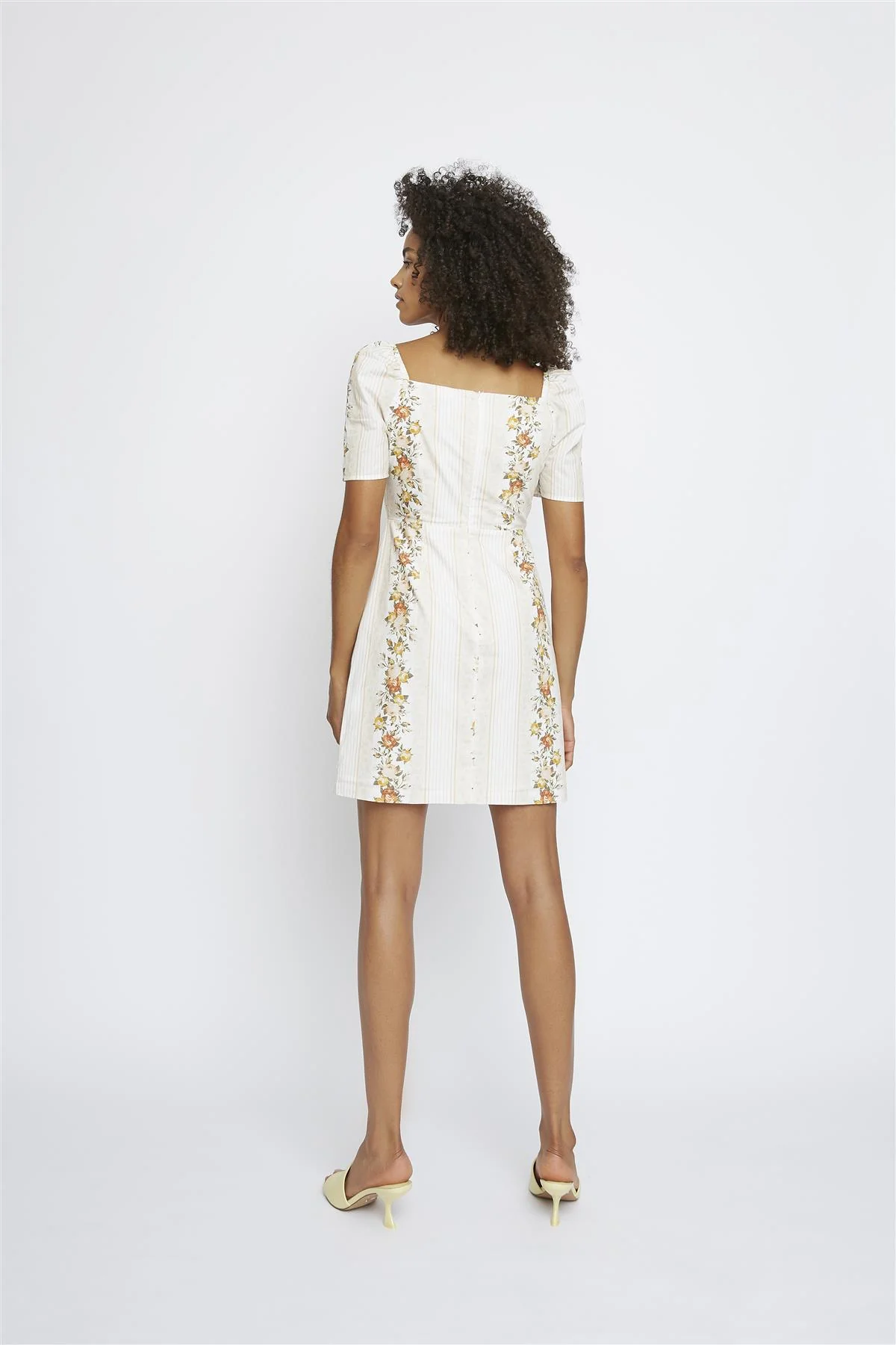 Stone Floral Stripe Sweetheart Neckline Mini-Dress - Image 2