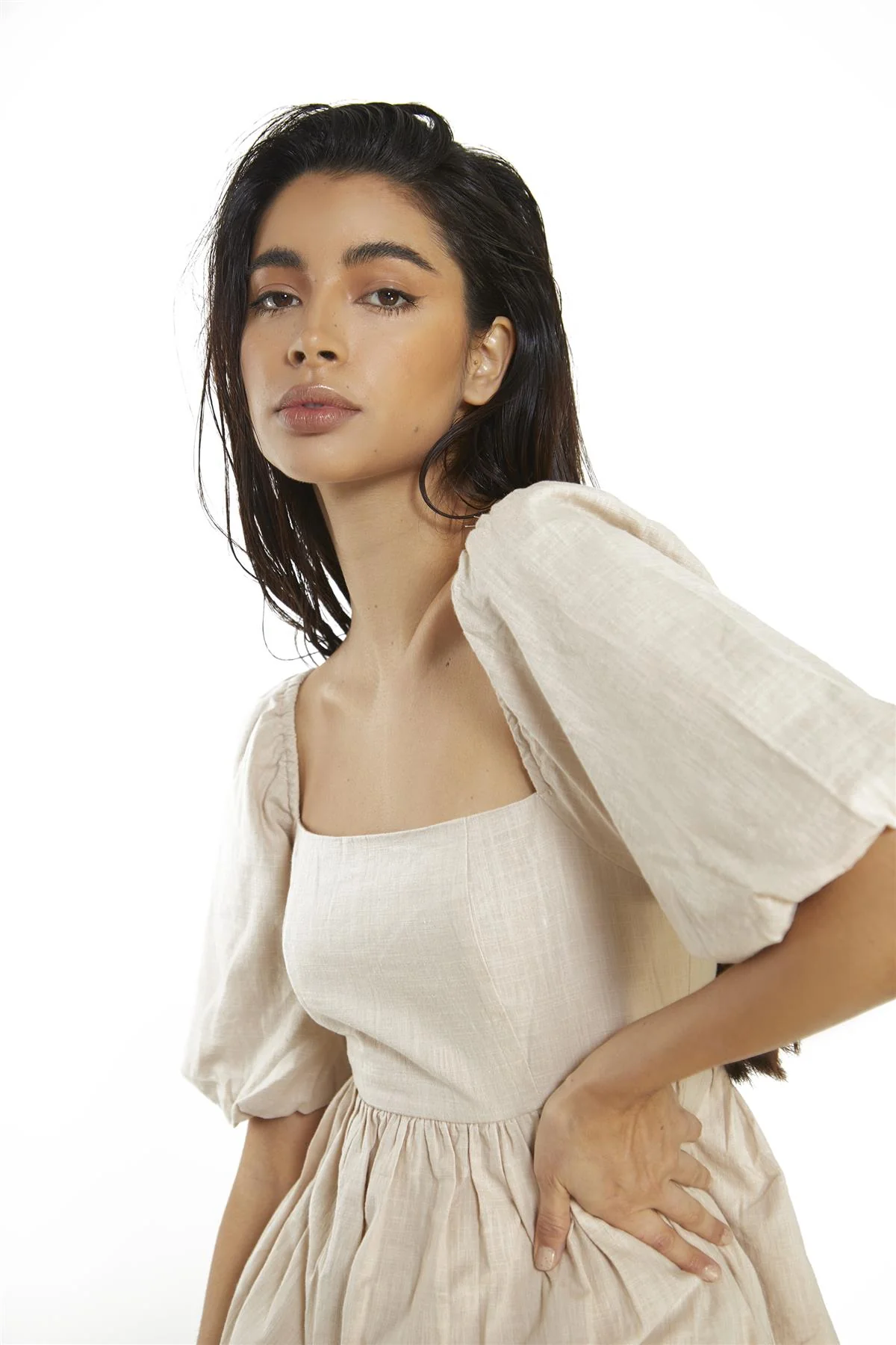 Stone Square-Neck-Skater Mini-Dress - Image 3