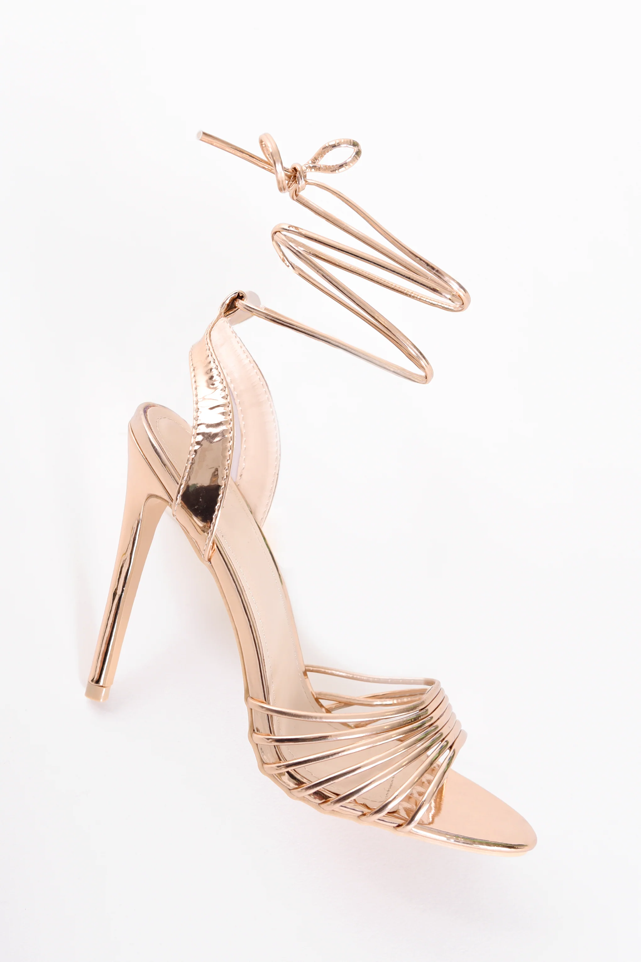 Strappy Rose Gold Heeled Sandal - Image 3