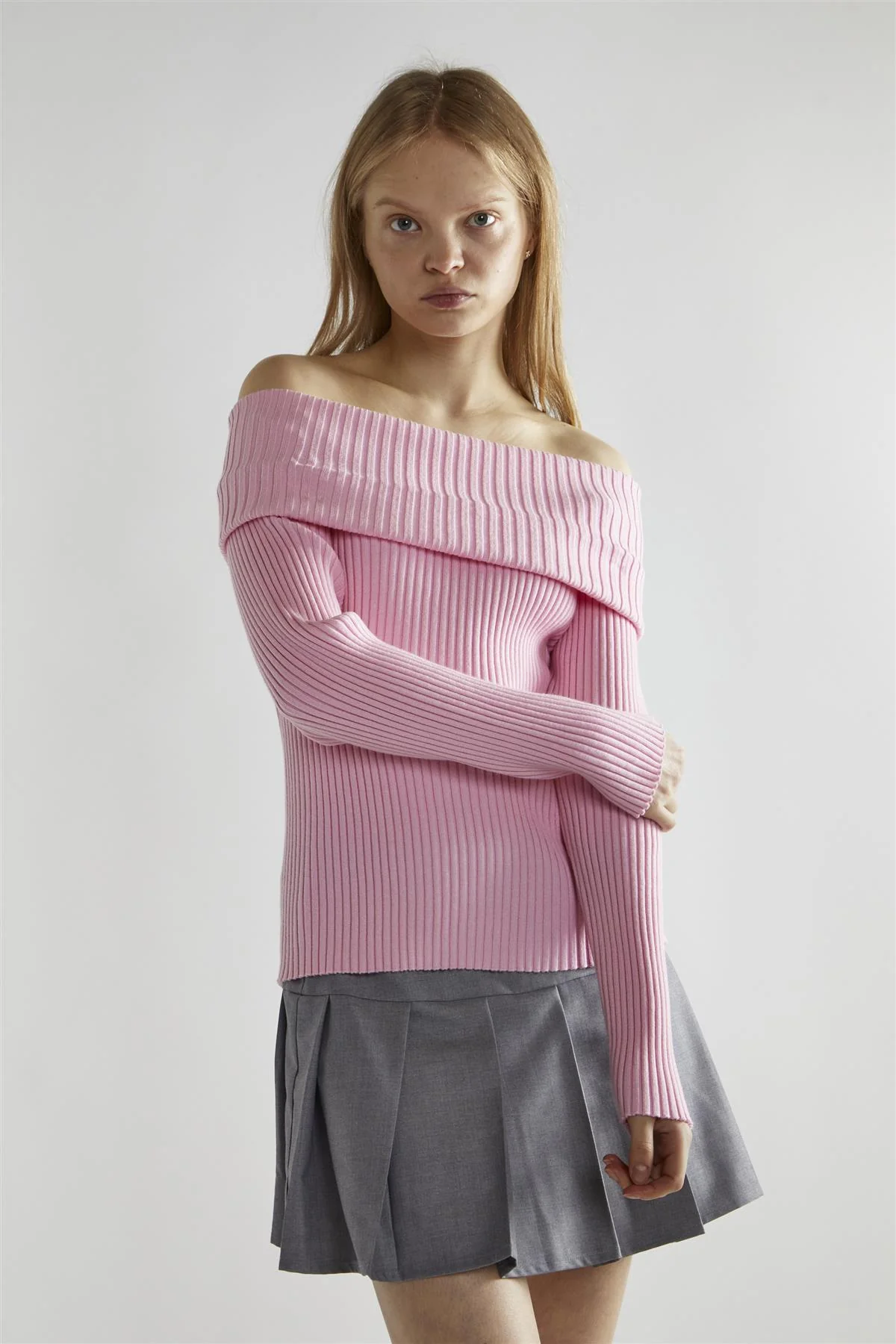 Sugar-Pink Bardot Long-Sleeve Jumper - Image 3