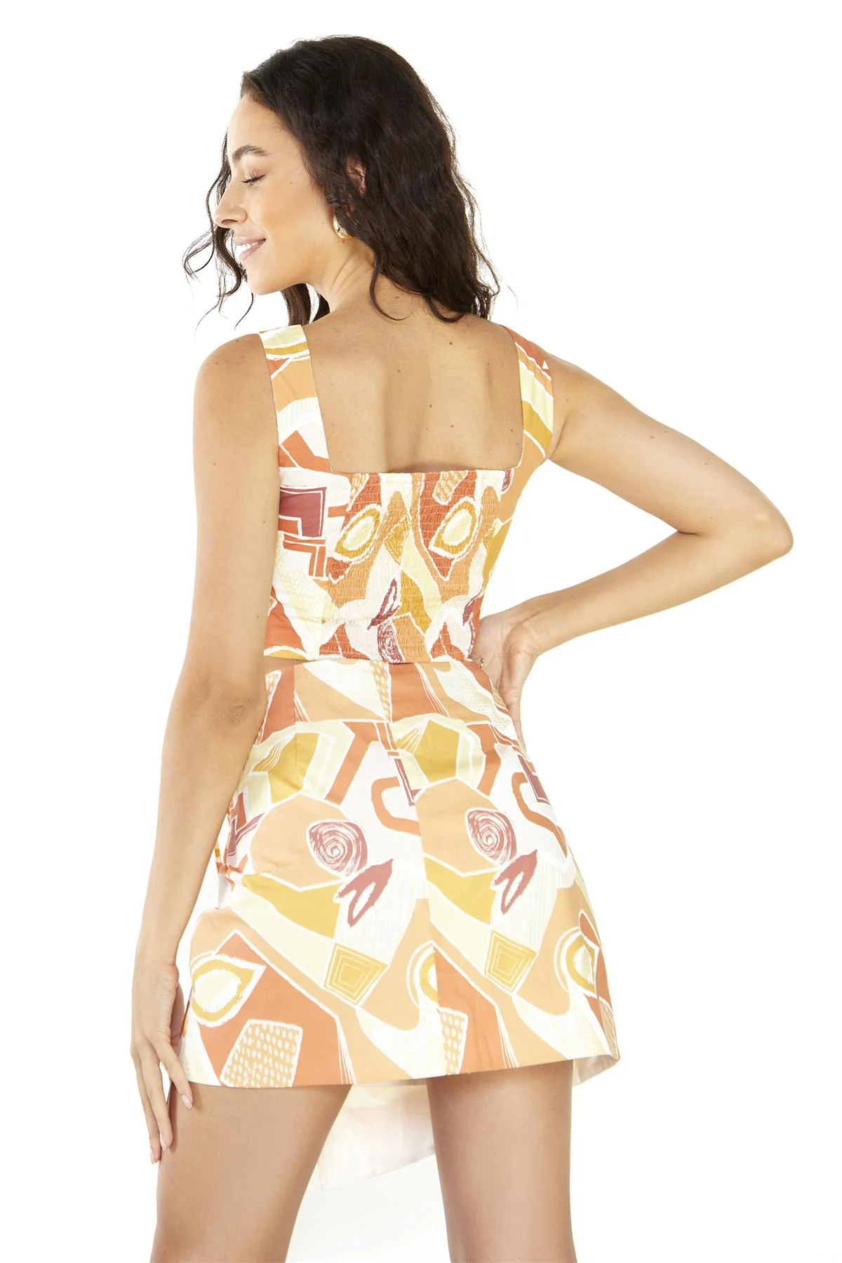 Sun washed Abstract Asymmetrical Wrap Mini-Skirt - Image 2