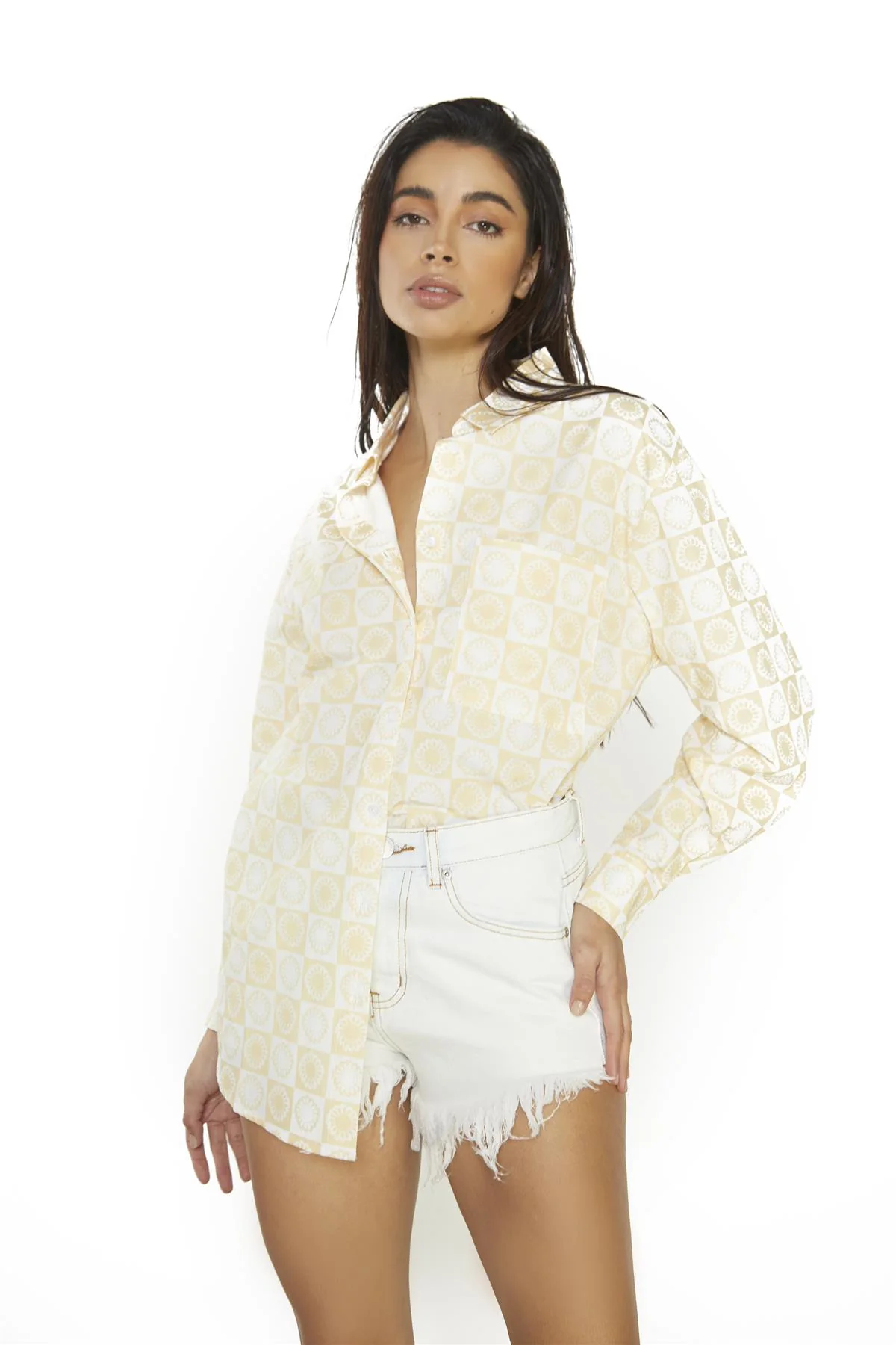 Sunflower-Check Collared Long Sleeve-Top - Image 3