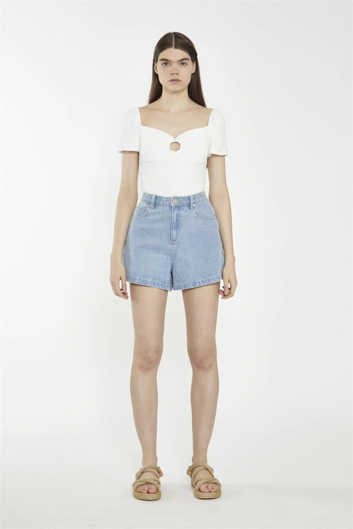 Sweetheart Neck Bodysuit - Off White Rib