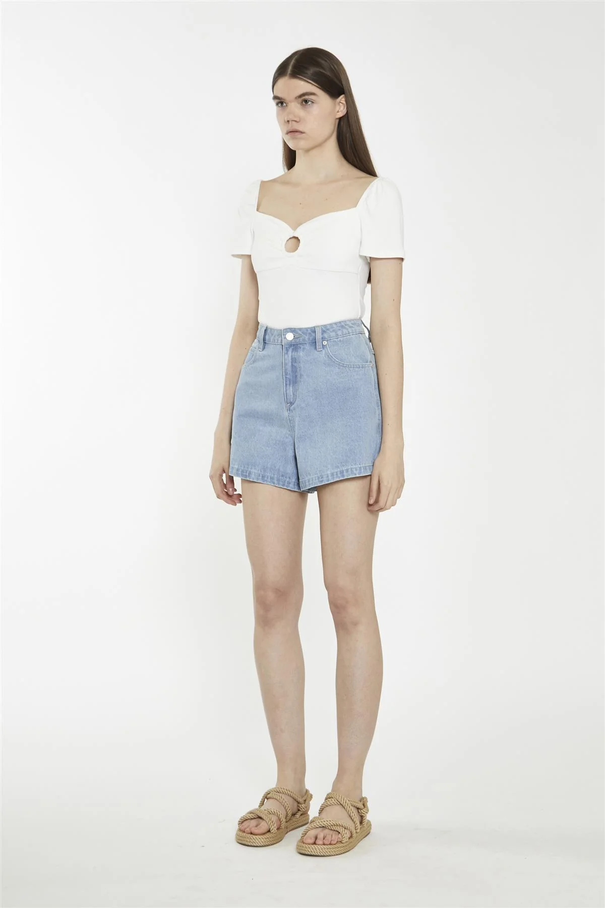 Sweetheart Neck Bodysuit - Off White Rib - Image 3
