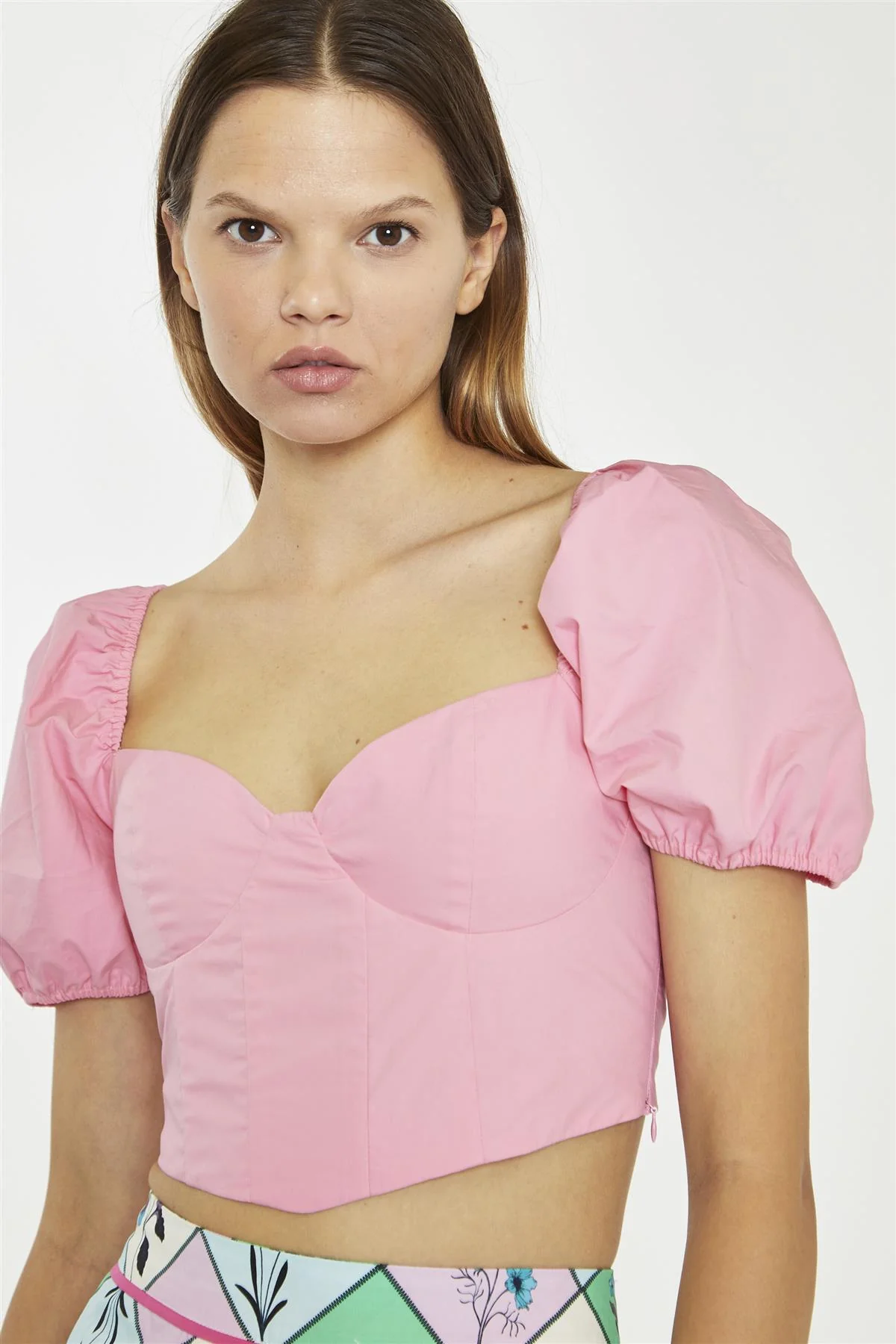 Sweetheart Neckline Crop top - Geranium Pink
