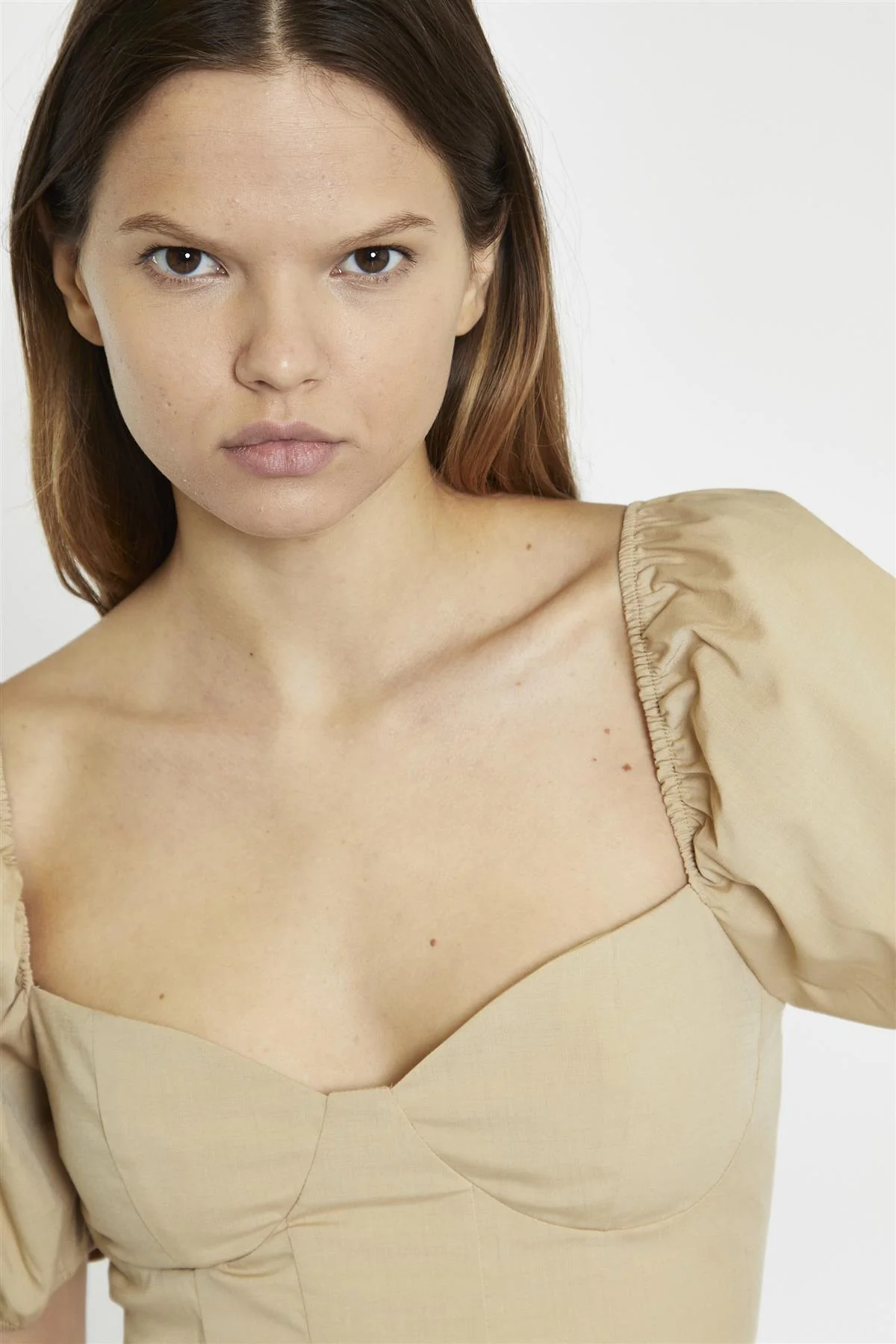 Sweetheart Neckline Crop top - Stone - Image 4