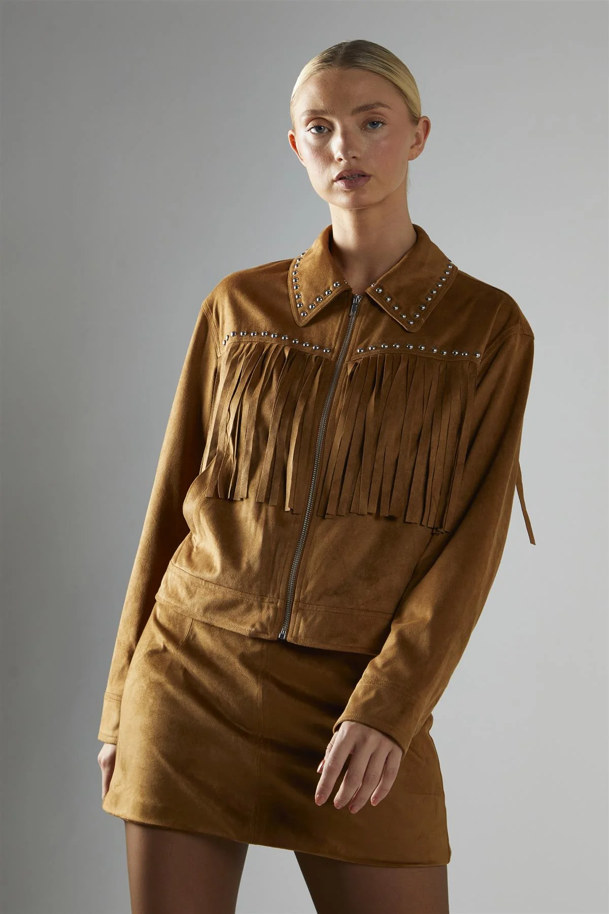 Tan Fringed Jacket - Image 3