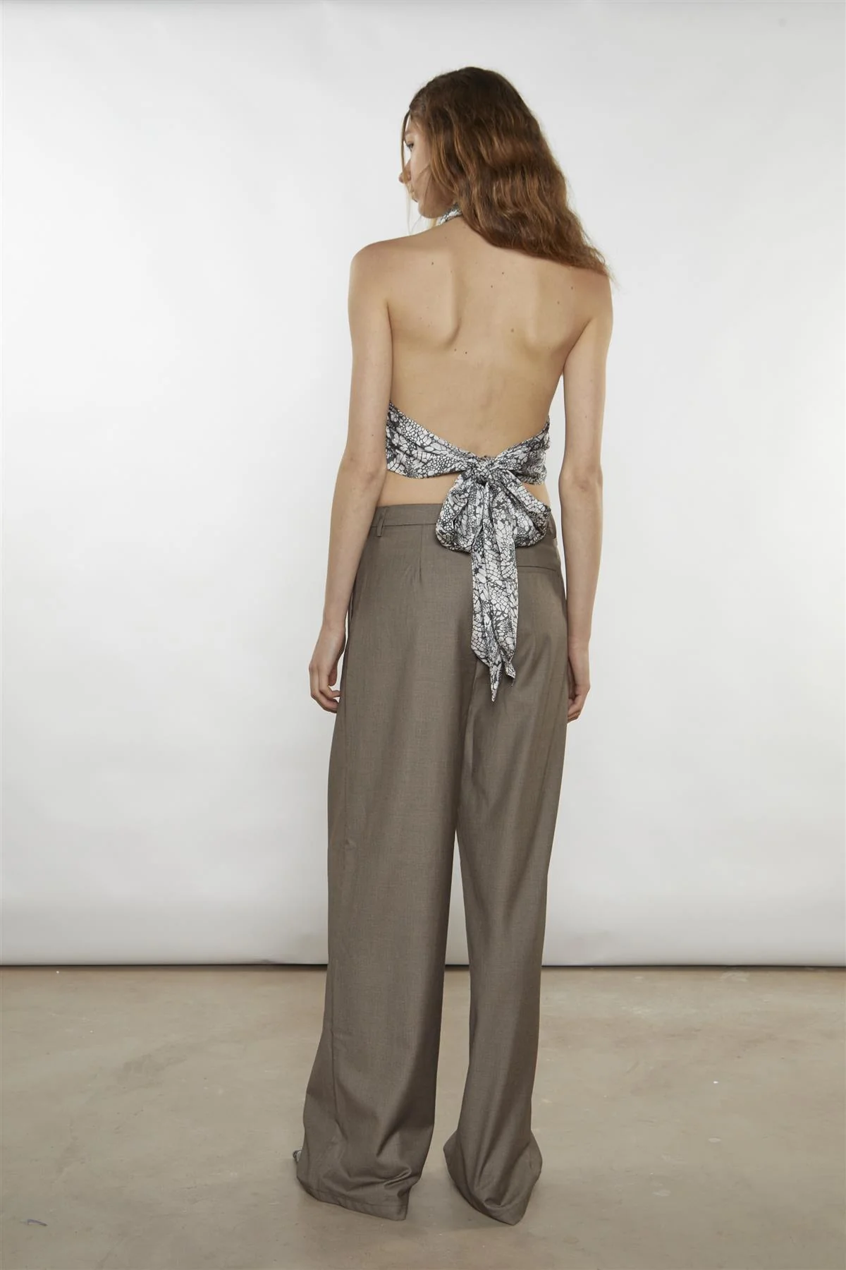 Taupe-Brown Wide-Leg Trousers - Image 2