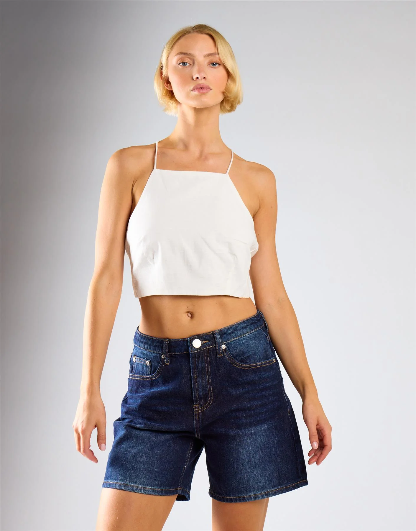 Tie Back Detail Crop Top - White - Image 4