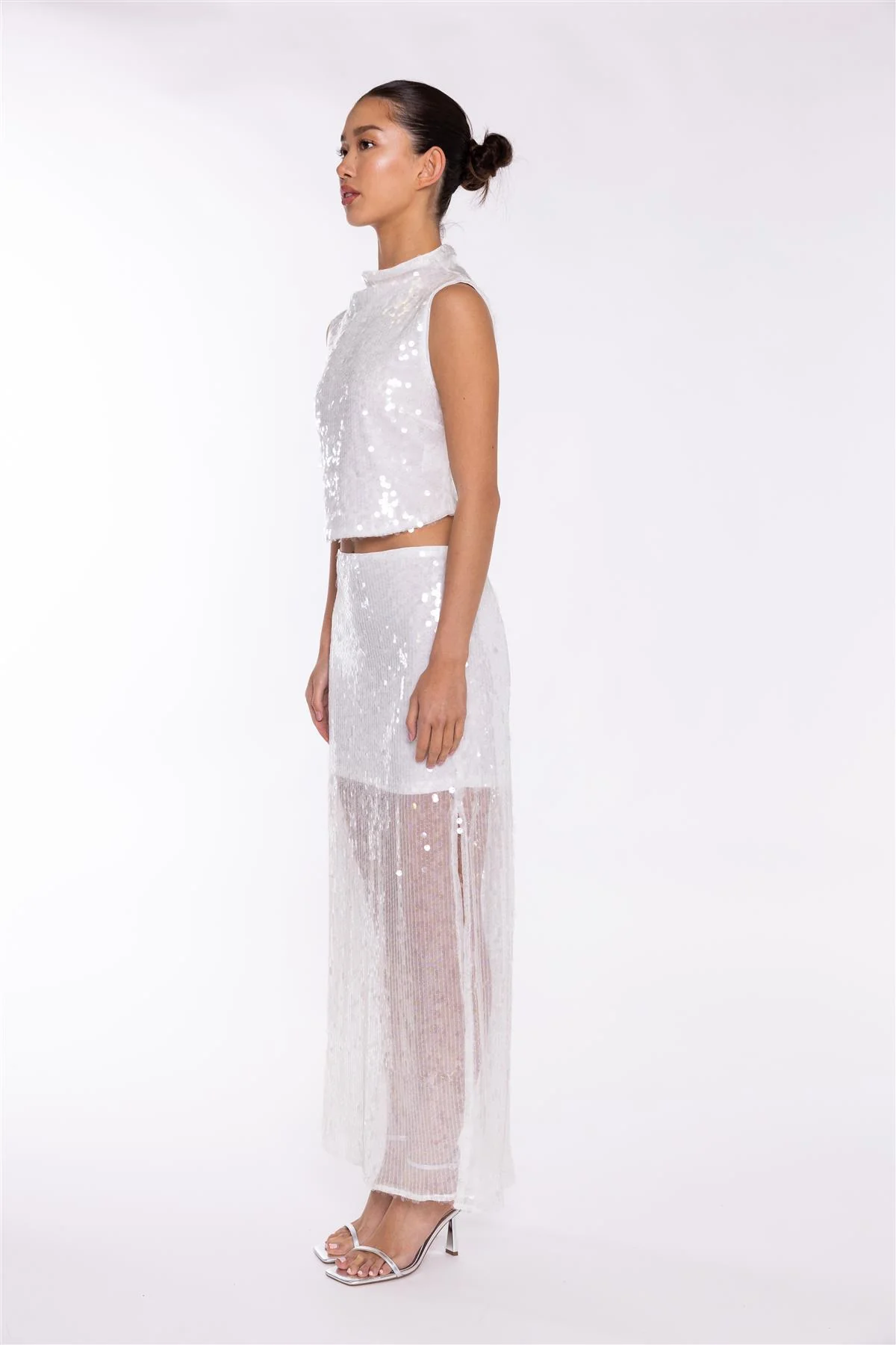 Transparent-Sequin Boat-Neck Crop-Top - Image 4